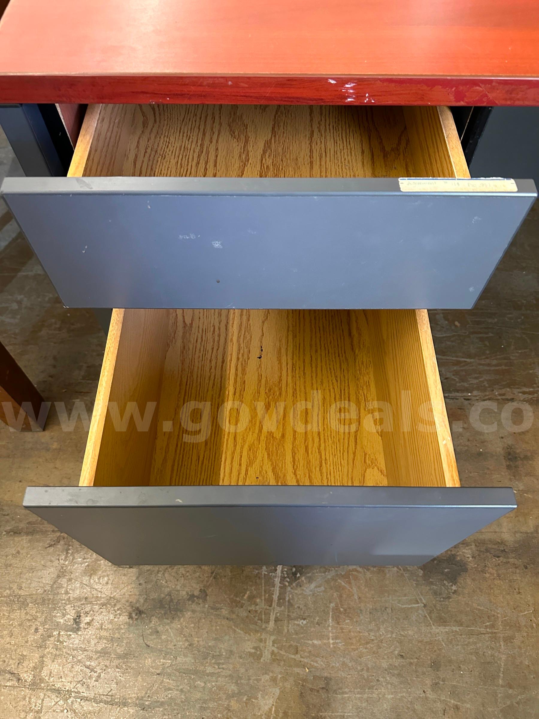 Brown Wooden / Black Metal Desk   Government Surplus Auction - Photo #3