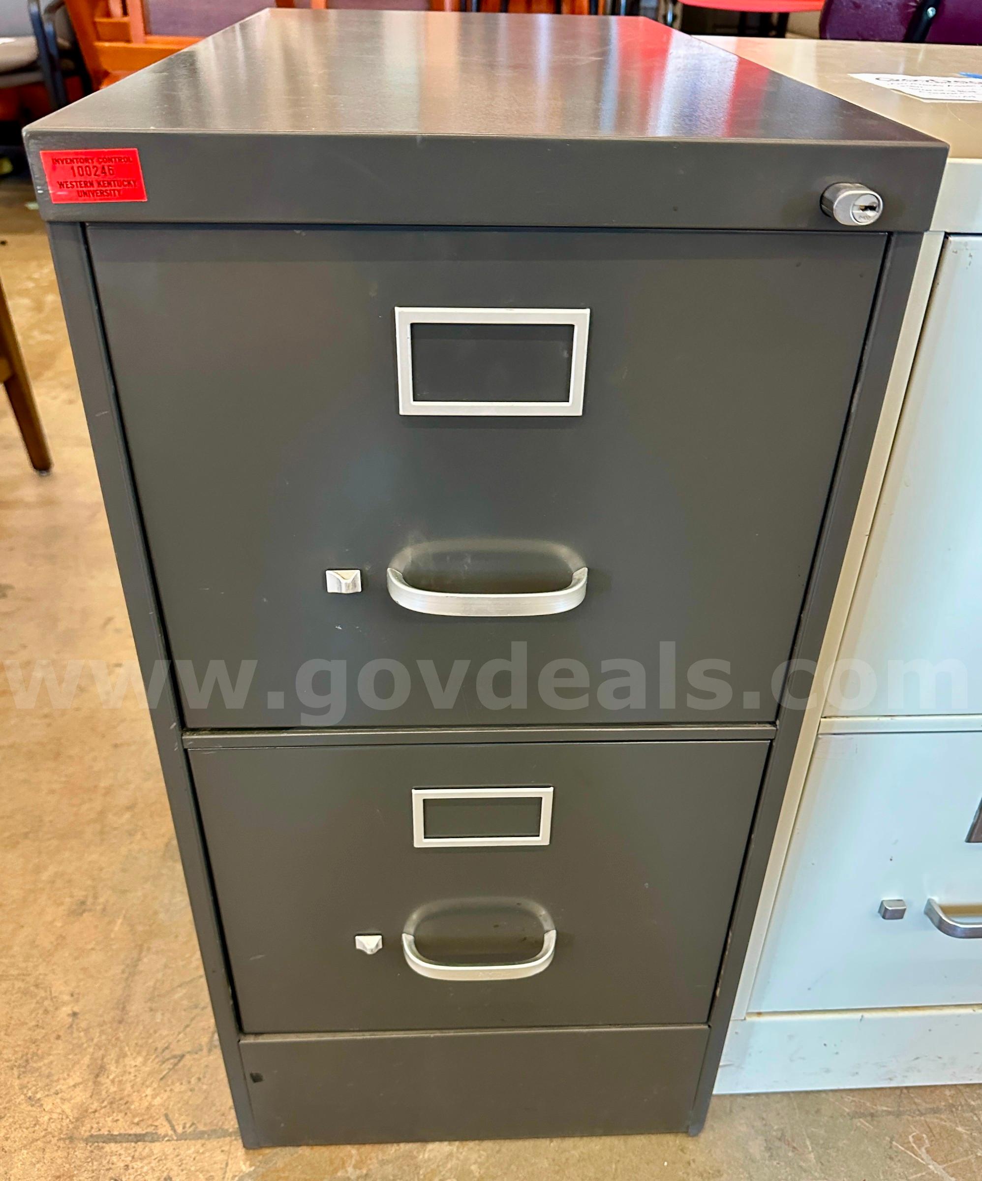 2-Drawer Dark Grey Filing Cabinet   Government Surplus Auction - Primary Photo