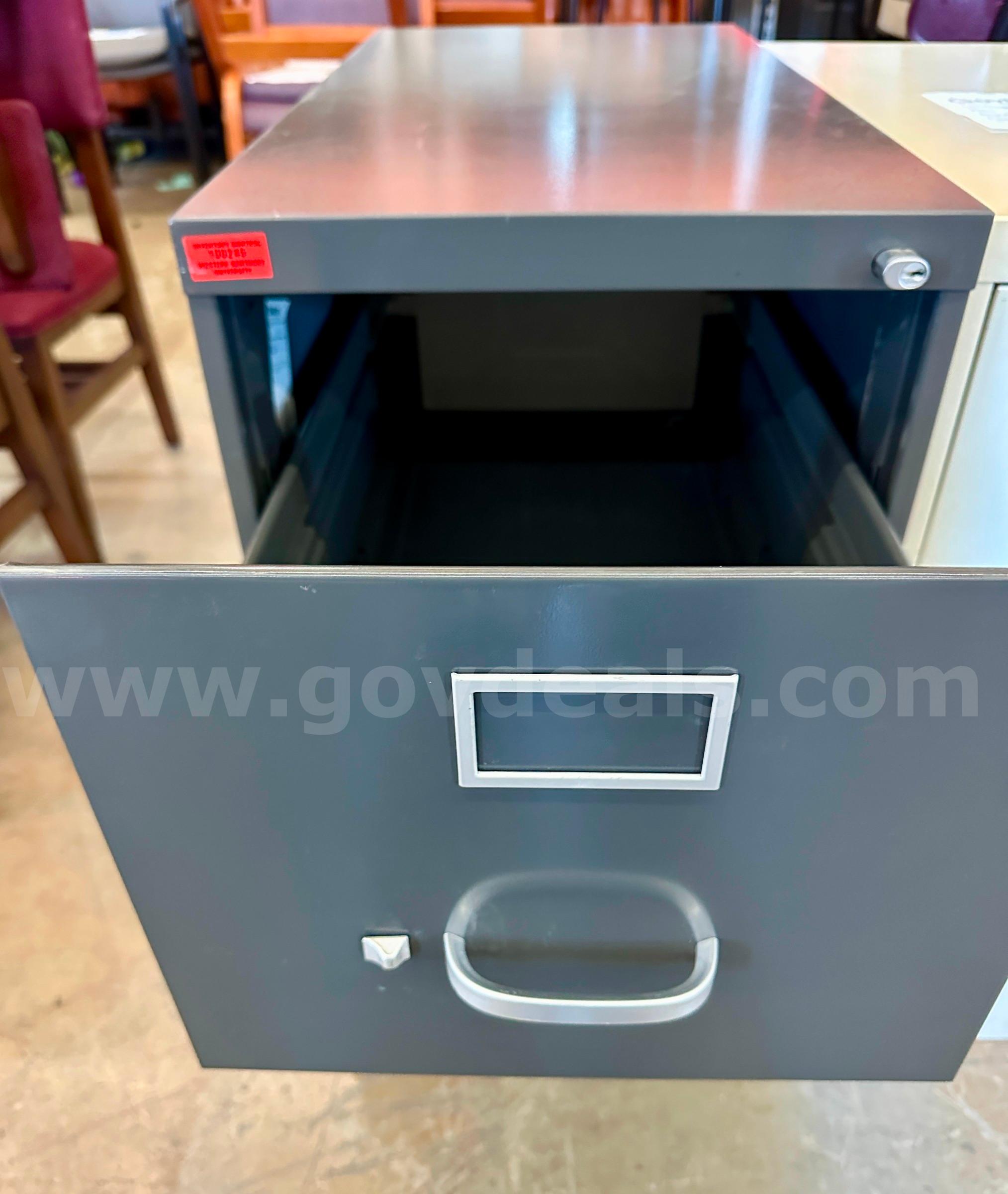 2-Drawer Dark Grey Filing Cabinet   Government Surplus Auction - Photo #2