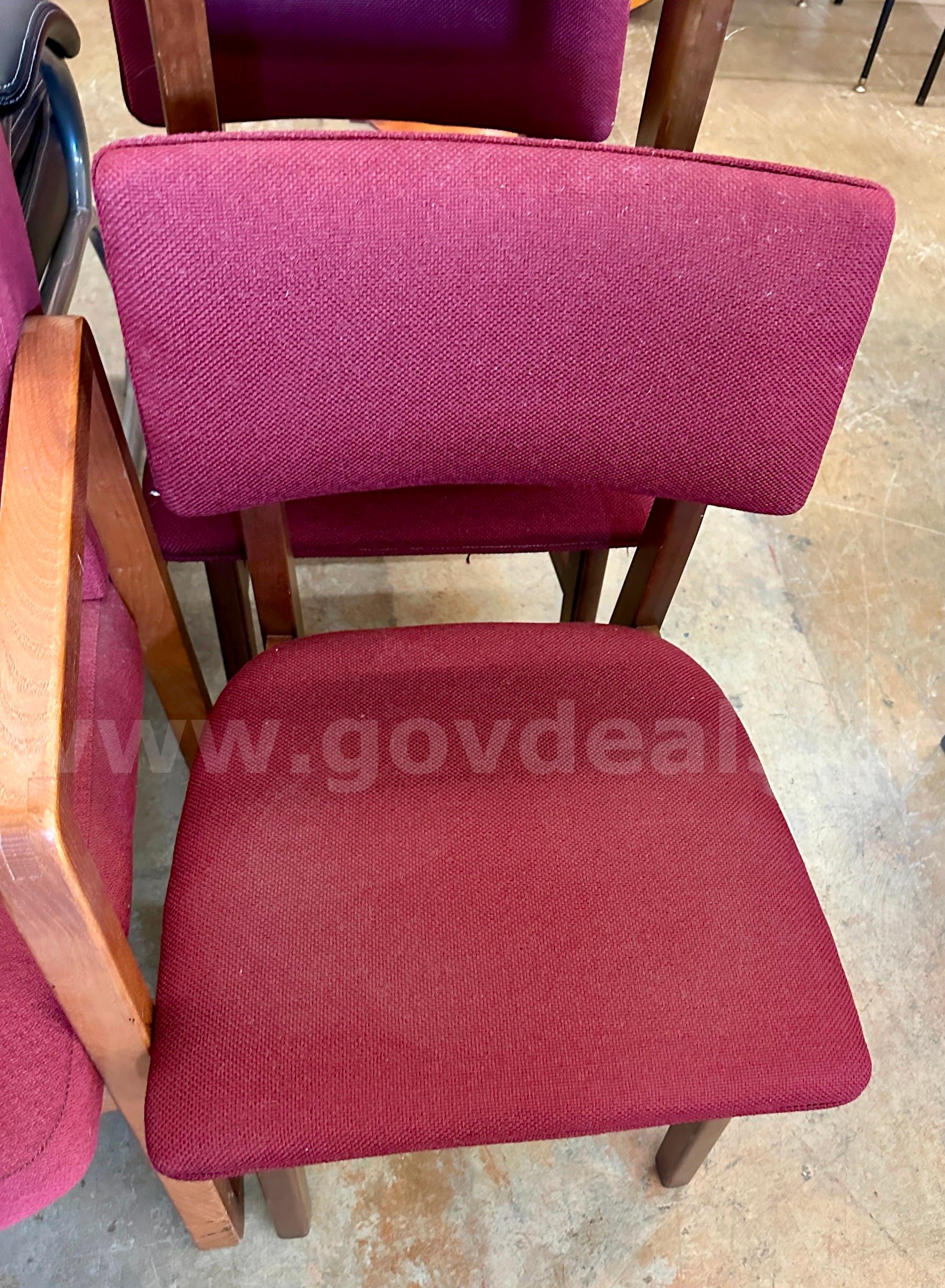 Lot of 3 Maroon Cushioned Chairs   Government Surplus Auction - Primary Photo