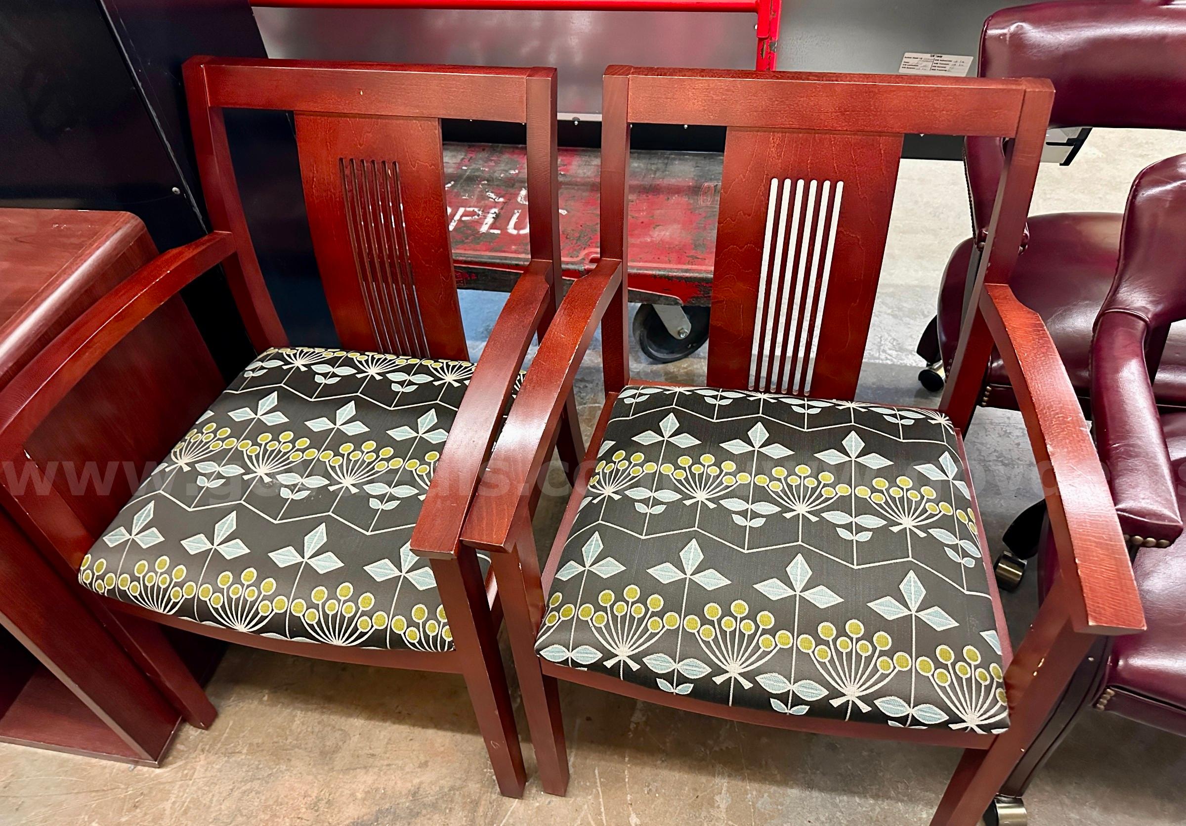 Lot of 2 Green/Blue Patterned Chairs   Government Surplus Auction - Primary Photo