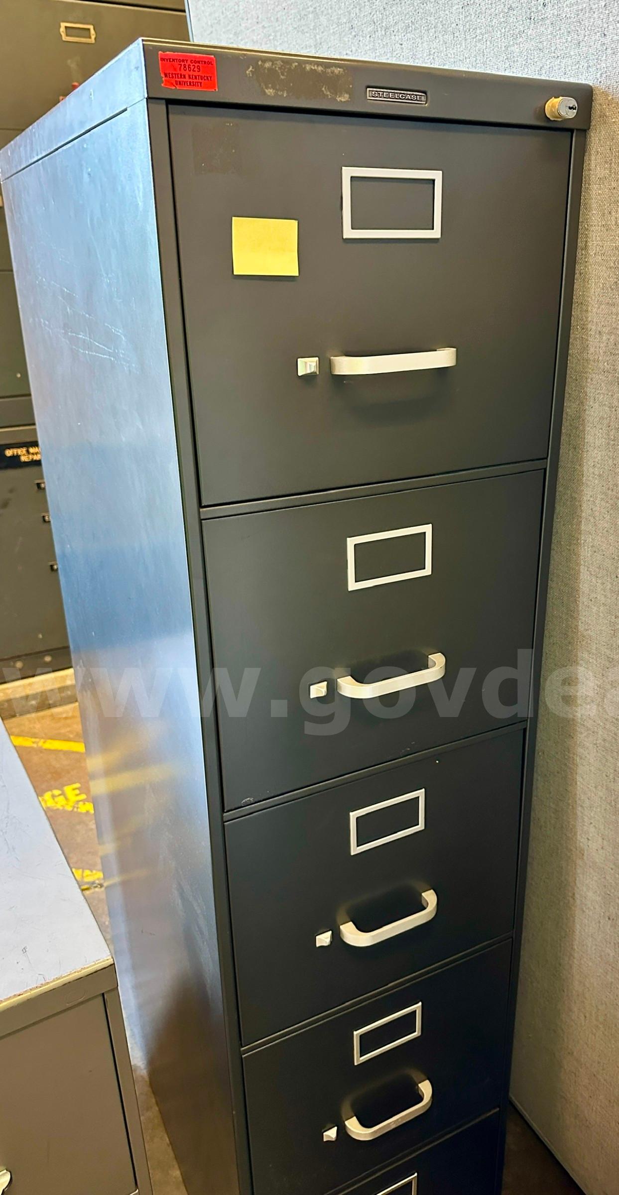 4 Drawer Dark Grey Filing Cabinet   Government Surplus Auction - Primary Photo