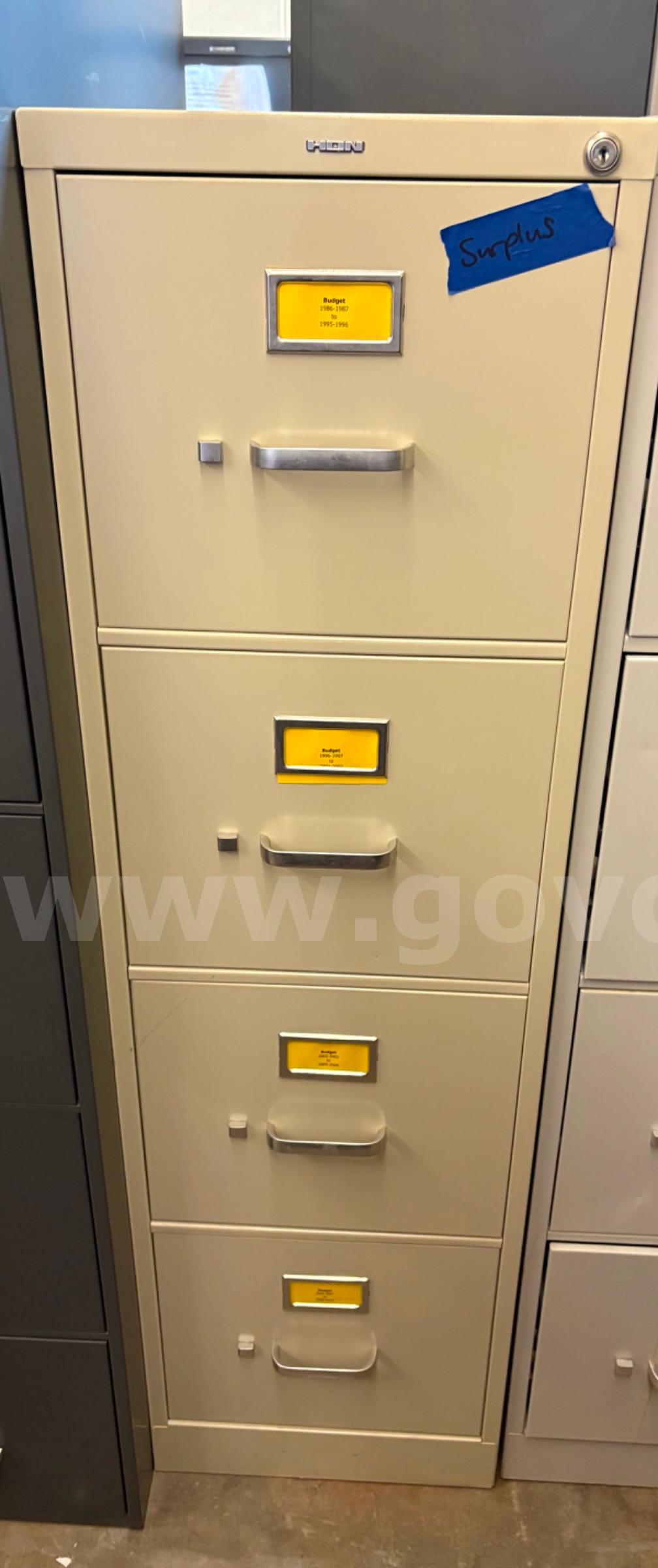 Hon Beige 4 drawer filing cabinet   Government Surplus Auction - Primary Photo