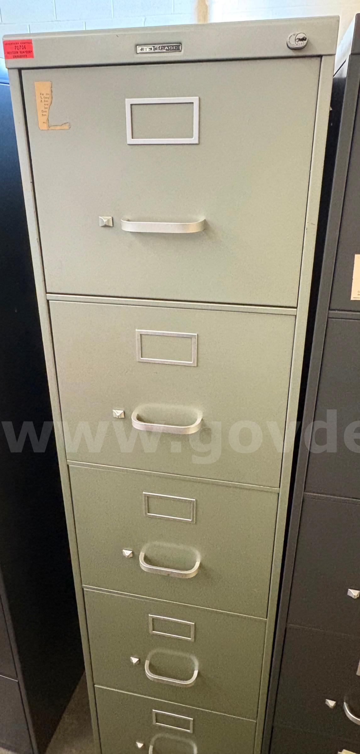 Steelcase Five Drawer Metal Filing Cabinet   Government Surplus Auction - Primary Photo