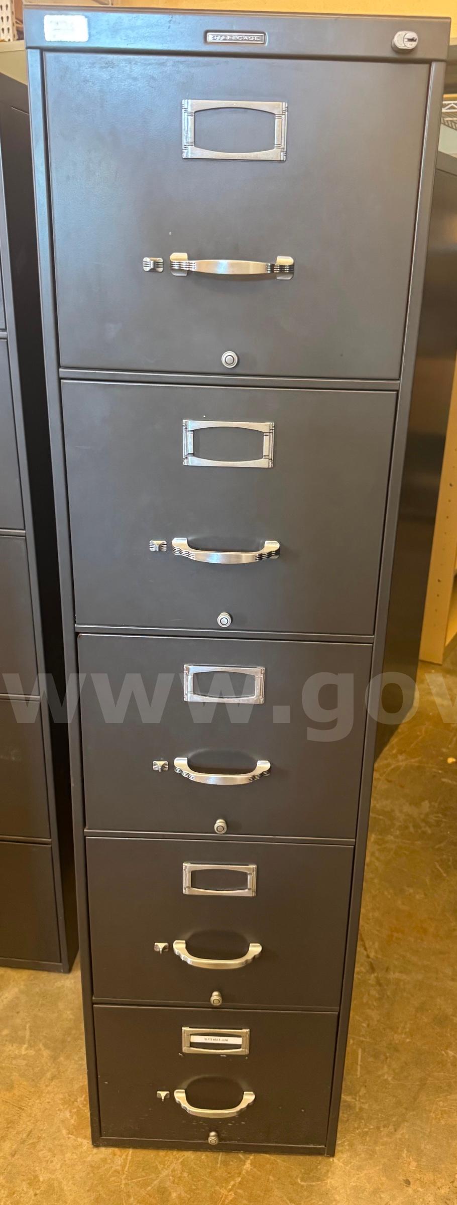 Dark Grey 5-Door Filing Cabinet   Government Surplus Auction - Primary Photo