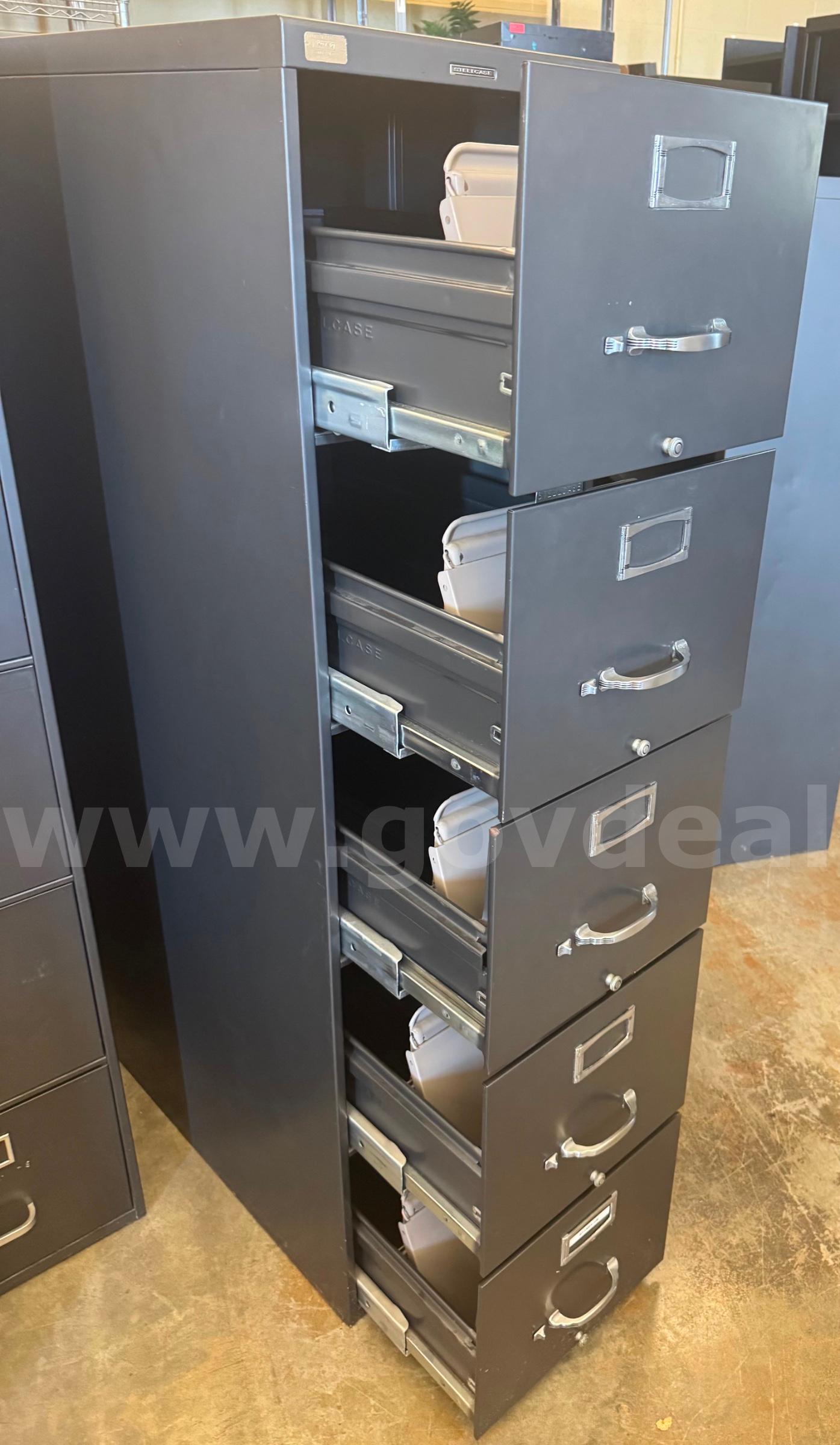 Dark Grey 5-Door Filing Cabinet   Government Surplus Auction - Photo #2