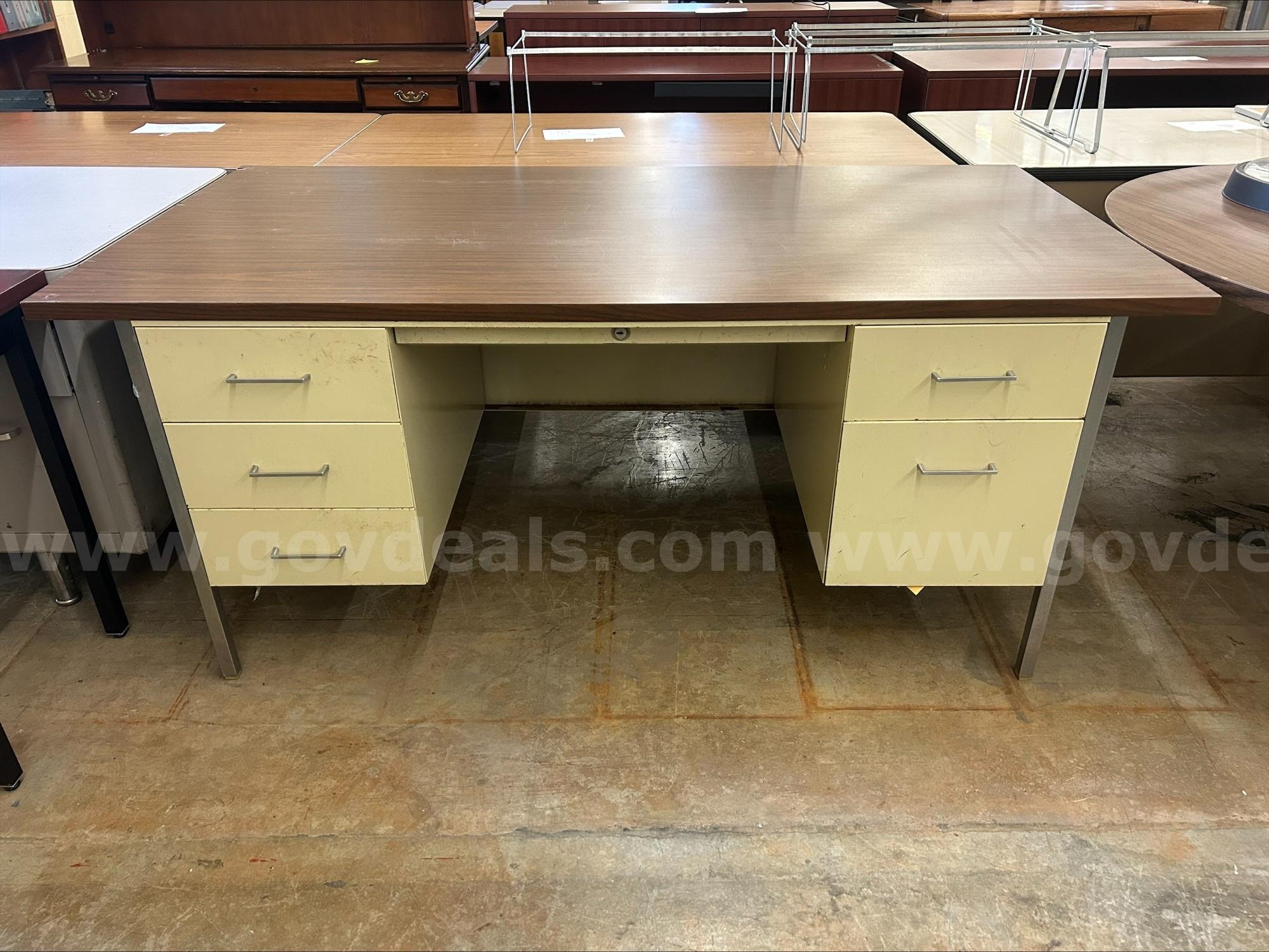 Brown Top Storage Desk   Government Surplus Auction - Primary Photo