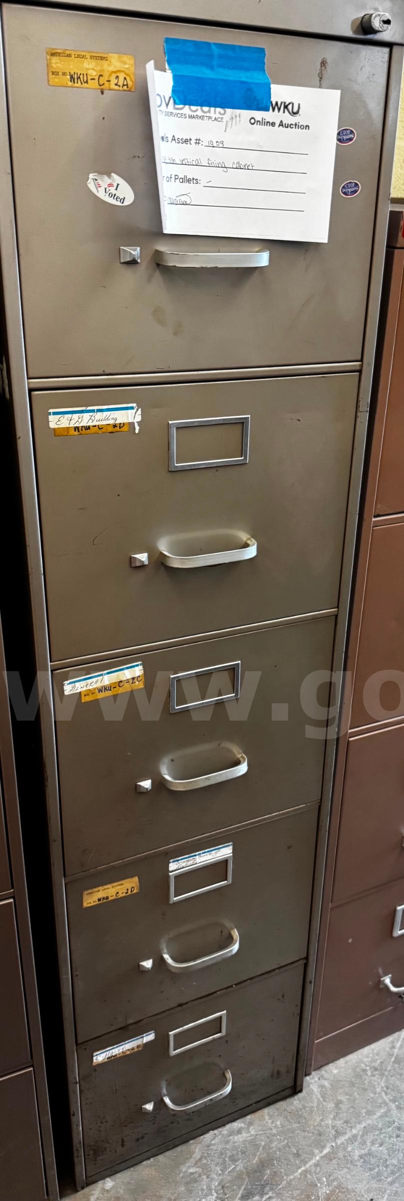 One Tan Vertical Filing Cabinet   Government Surplus Auction - Primary Photo