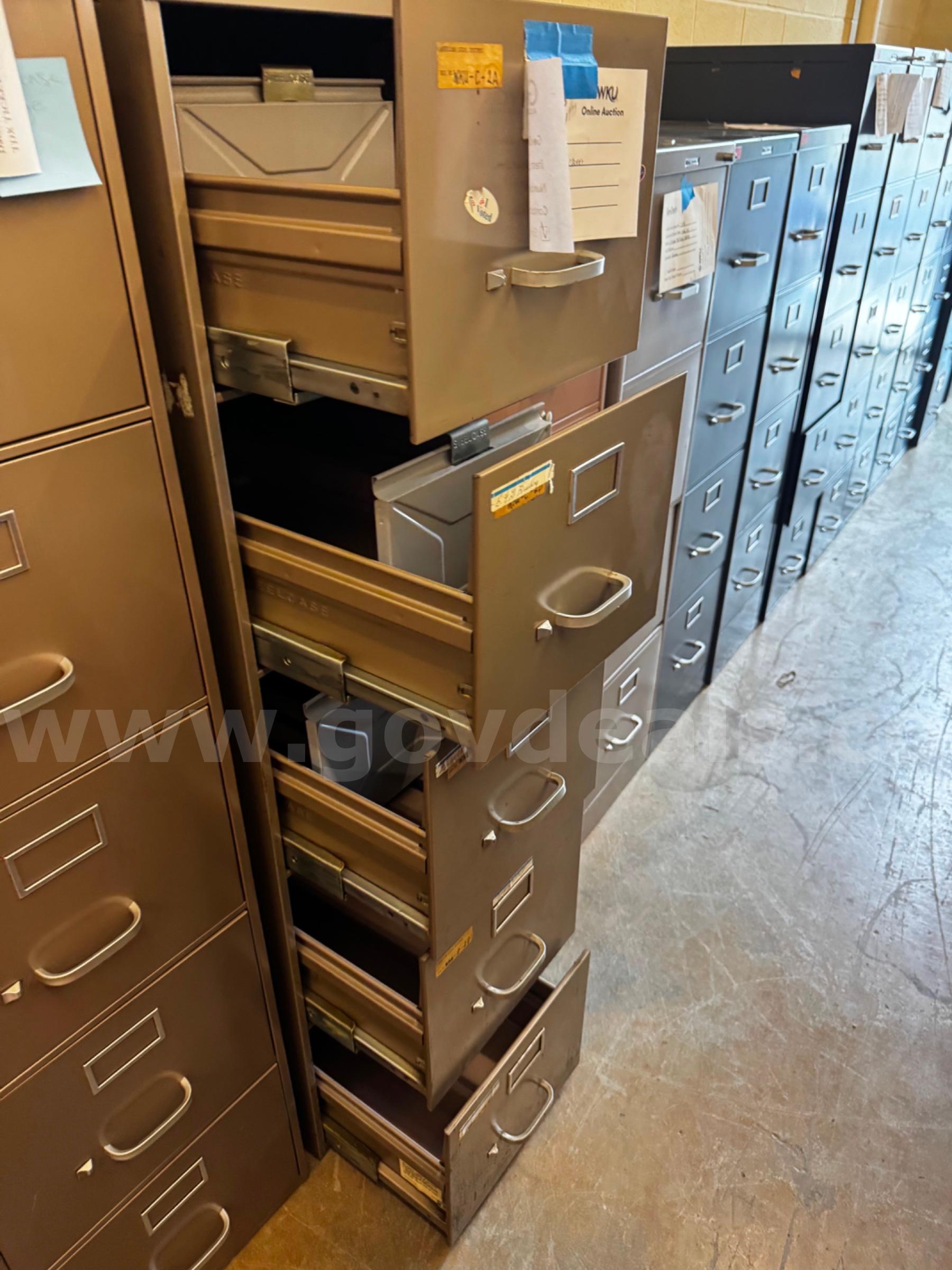 One Tan Vertical Filing Cabinet   Government Surplus Auction - Photo #2