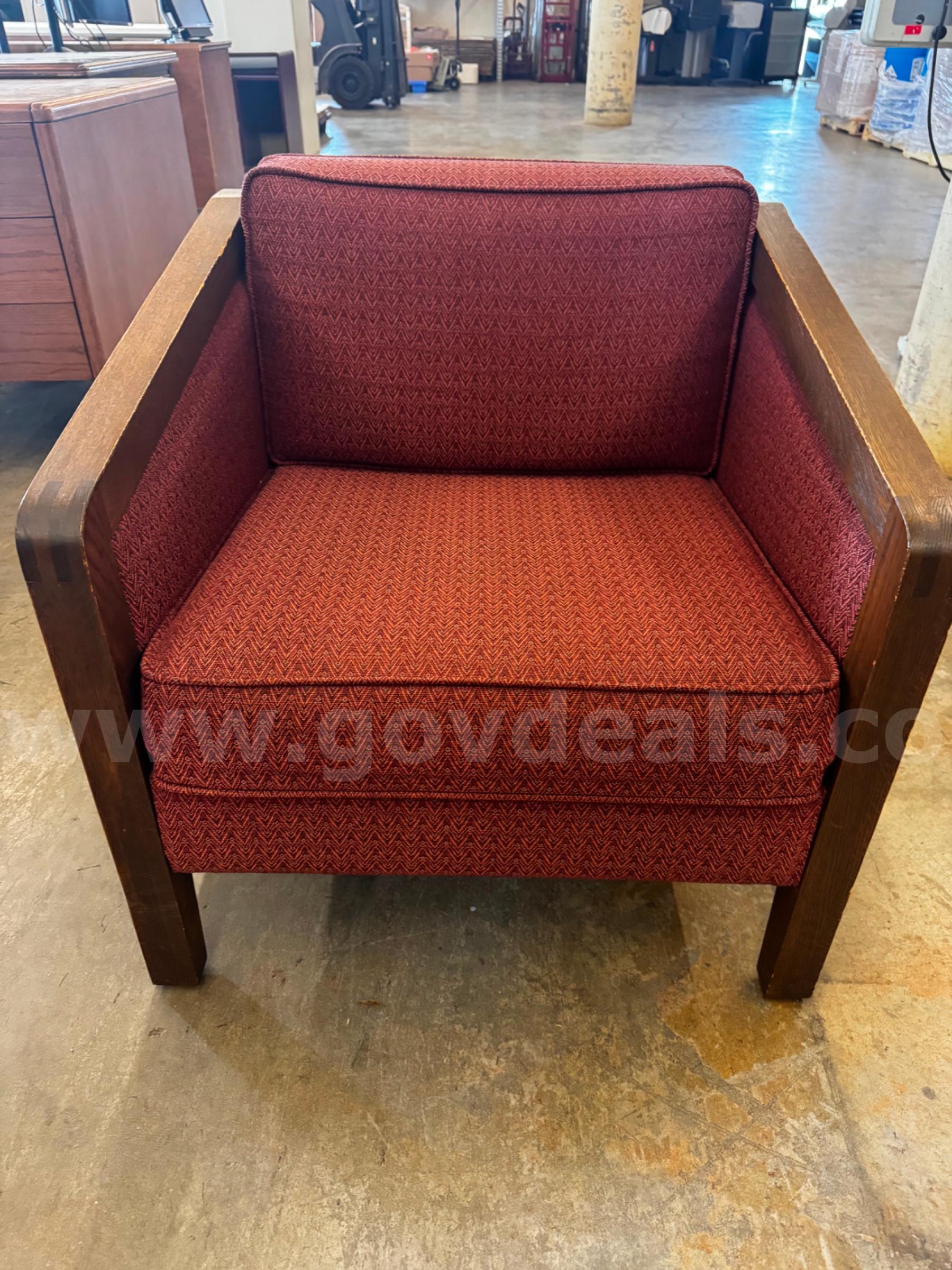 Red Cushioned Chair   Government Surplus Auction - Primary Photo