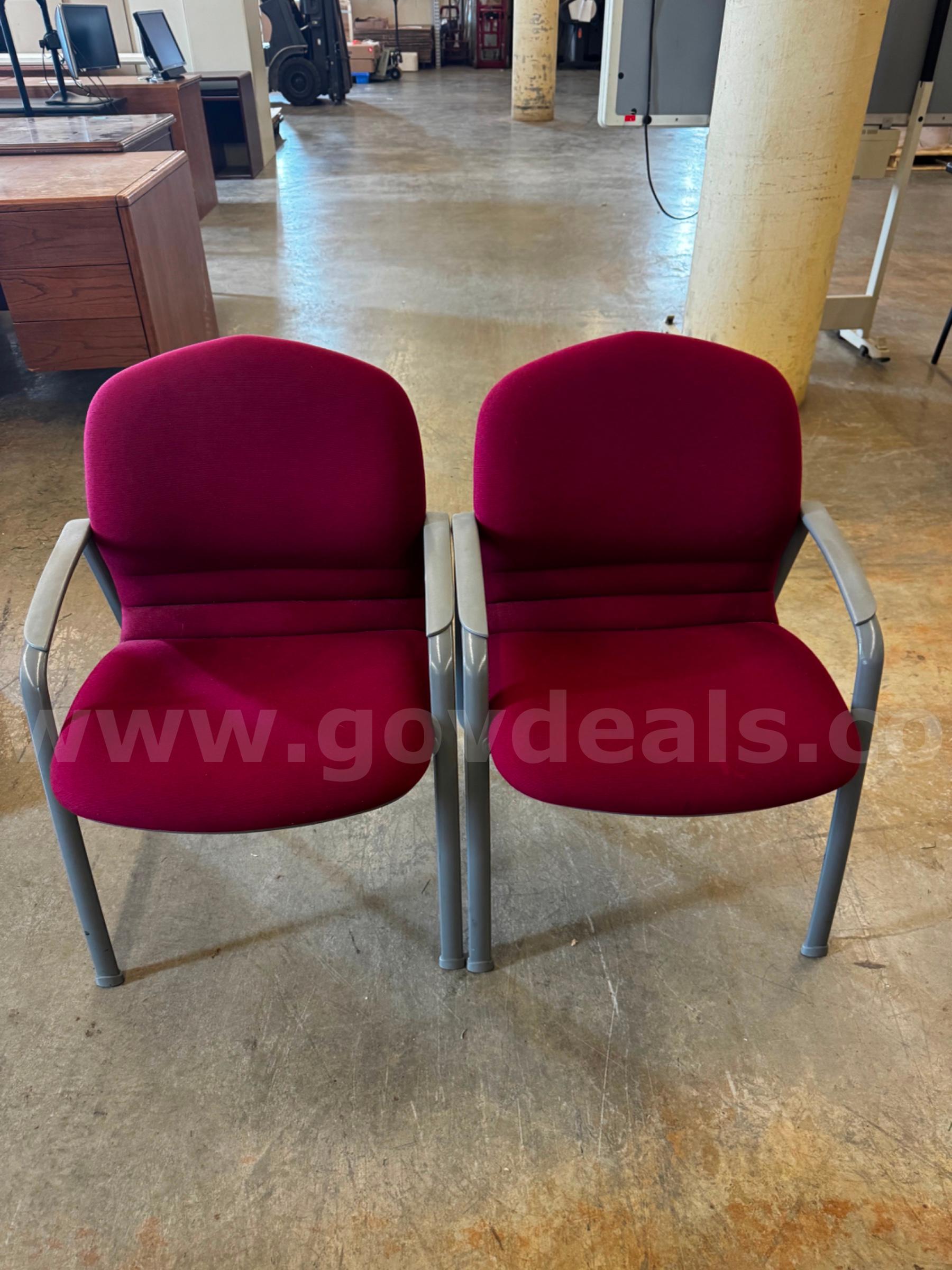 A Lot of 2 Maroon Chairs   Government Surplus Auction - Primary Photo