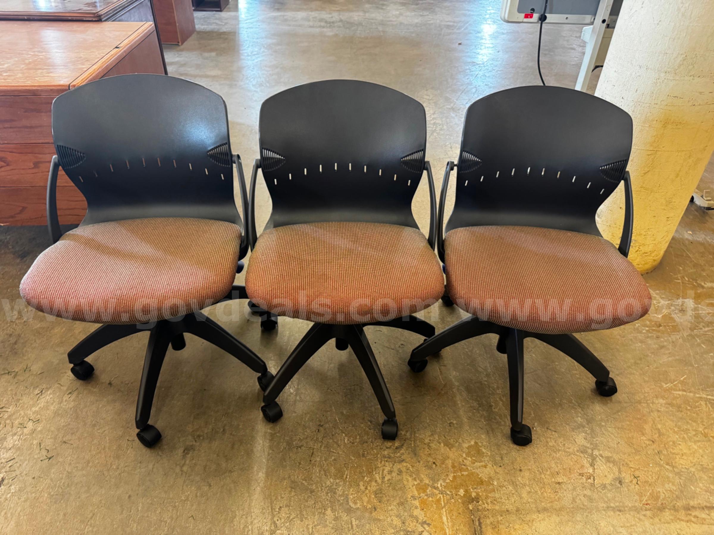 A Lot of 3 Black Backed Chairs   Government Surplus Auction - Primary Photo