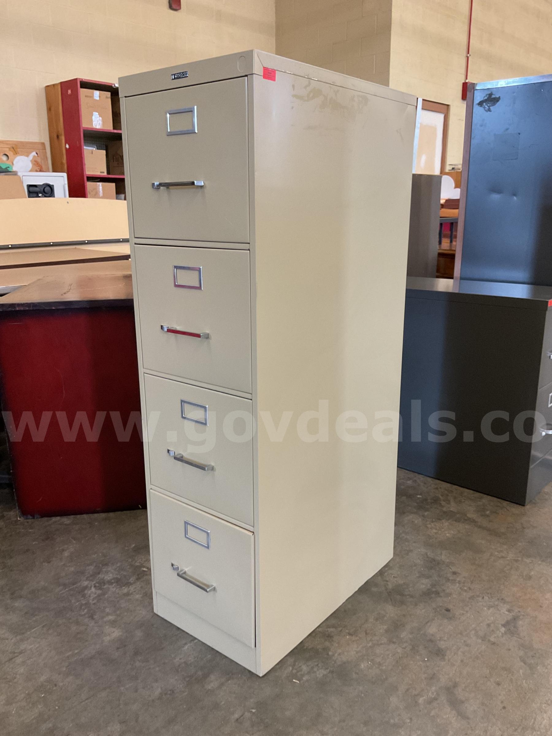 Tan Filing Cabinet - Four Drawers Anderson Hickey Co. NA Government Surplus Auction - Photo #2