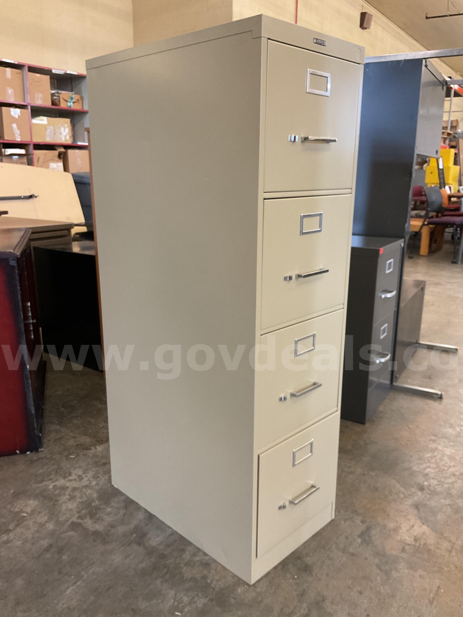 Tan Filing Cabinet - Four Drawers Anderson Hickey Co. NA Government Surplus Auction - Photo #3