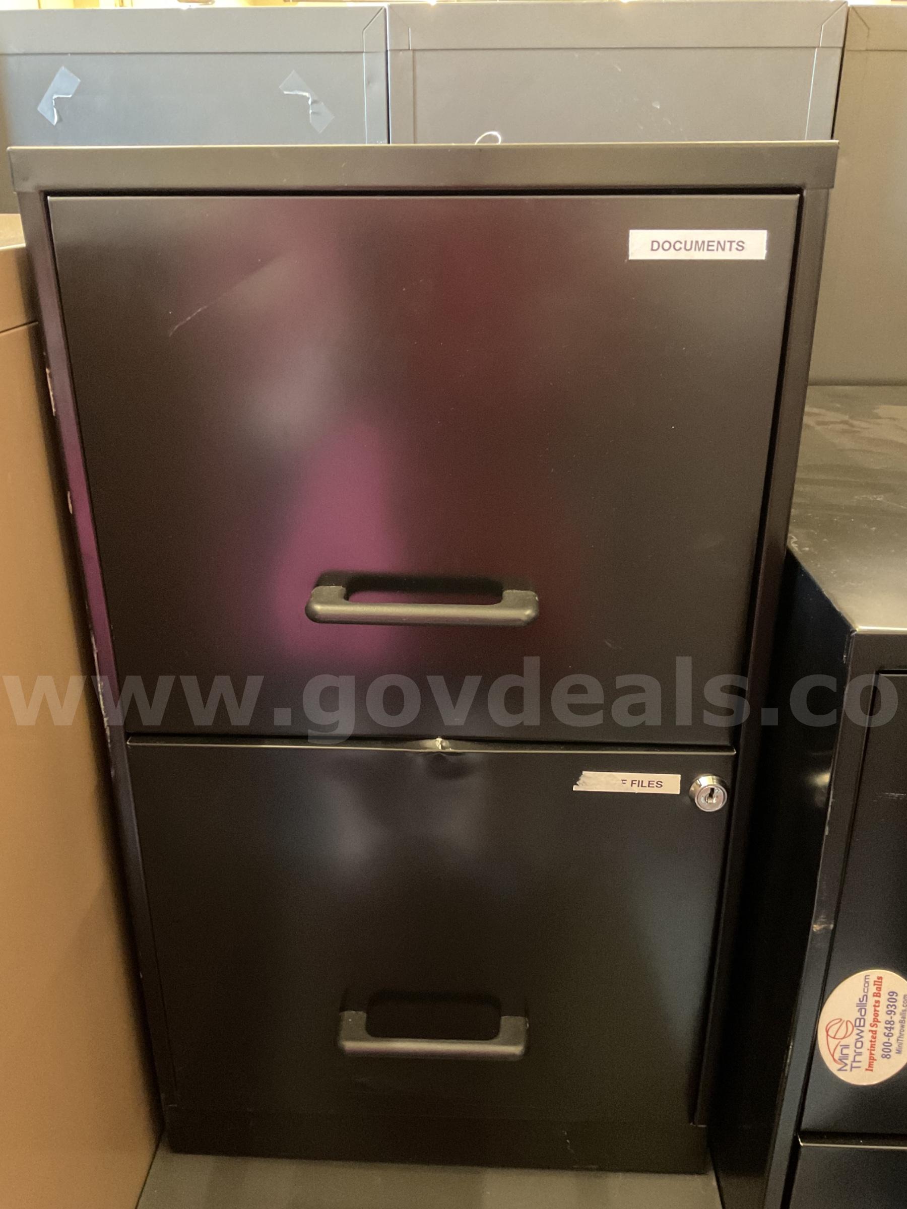 Black 2 drawer filing cabinet   Government Surplus Auction - Primary Photo