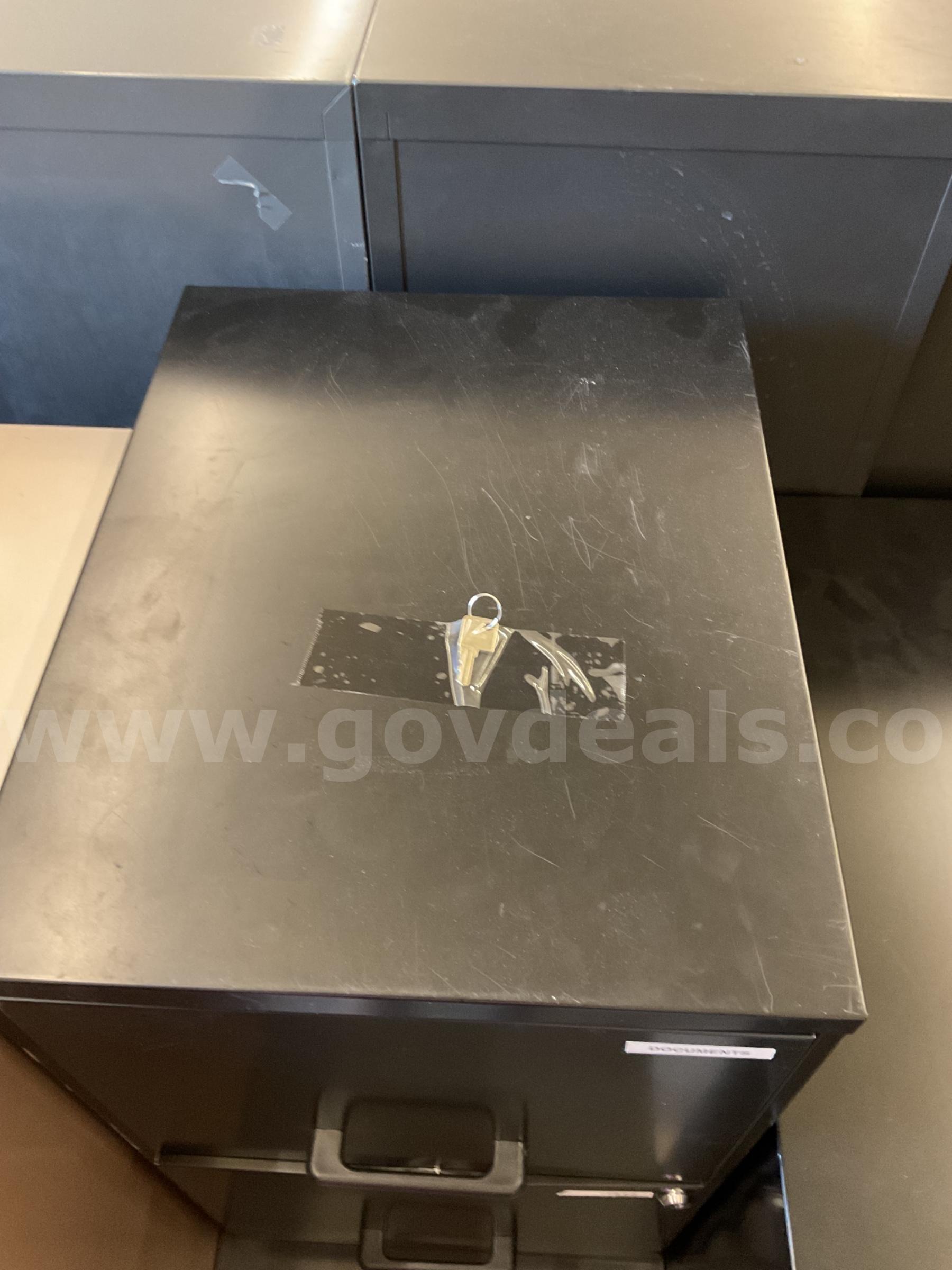 Black 2 drawer filing cabinet   Government Surplus Auction - Photo #2