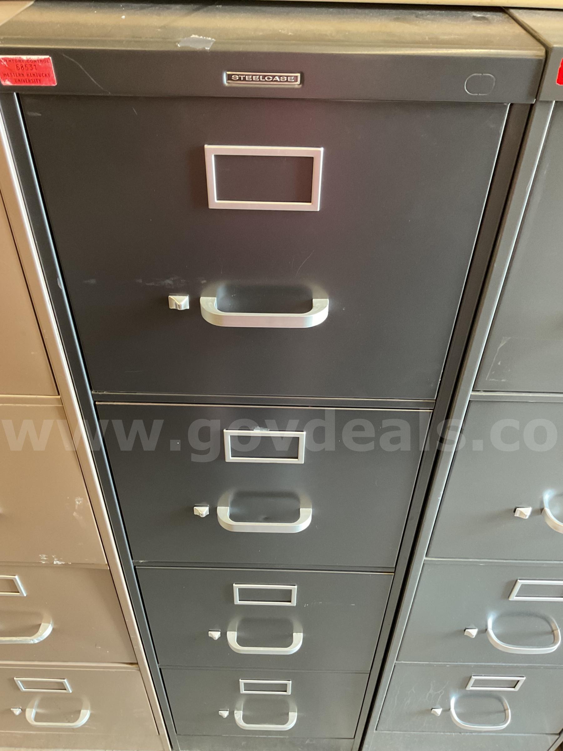 Dark grey 4 drawer filing cabinet Steelcase  Government Surplus Auction - Primary Photo