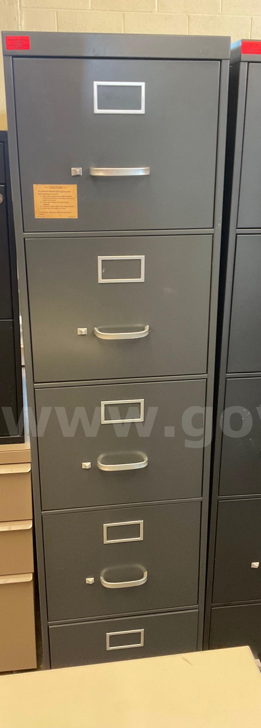 5 drawer dark grey filing cabinet   Government Surplus Auction - Primary Photo