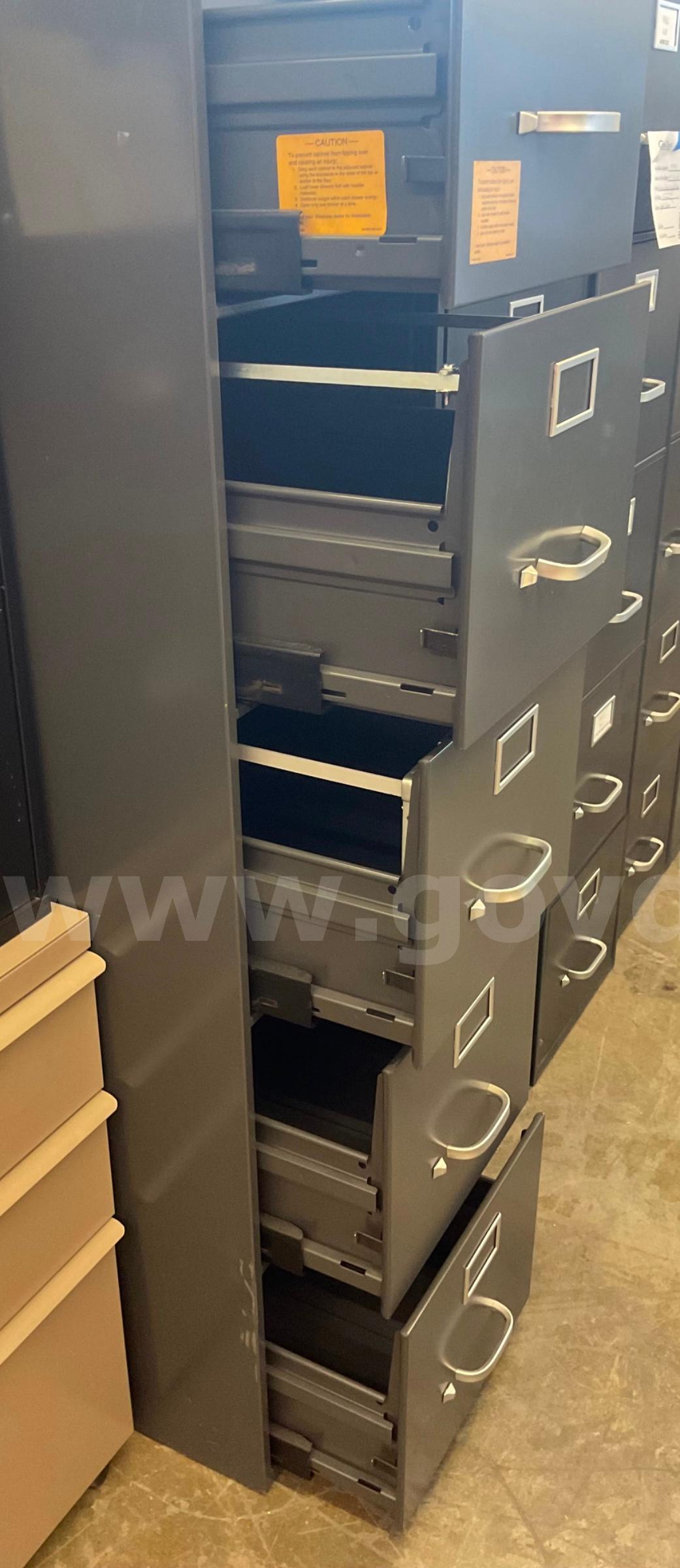 5 drawer dark grey filing cabinet   Government Surplus Auction - Photo #2