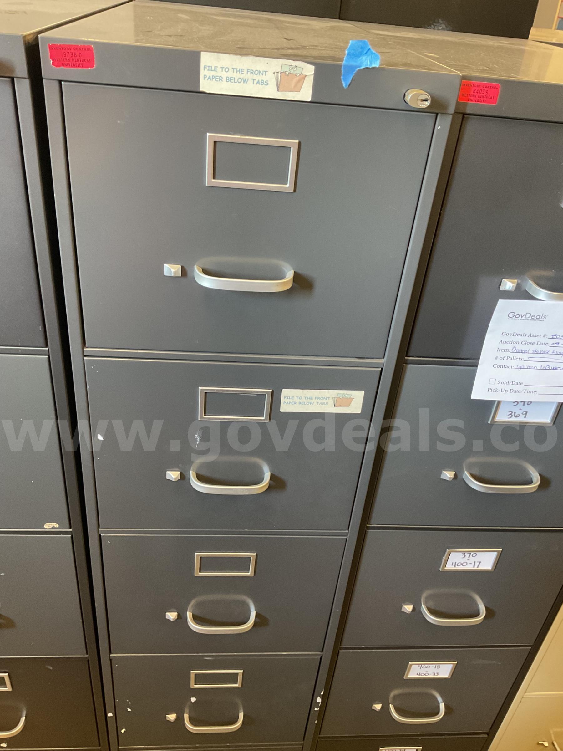 Dark grey  5 drawer filing cabinet   Government Surplus Auction - Primary Photo
