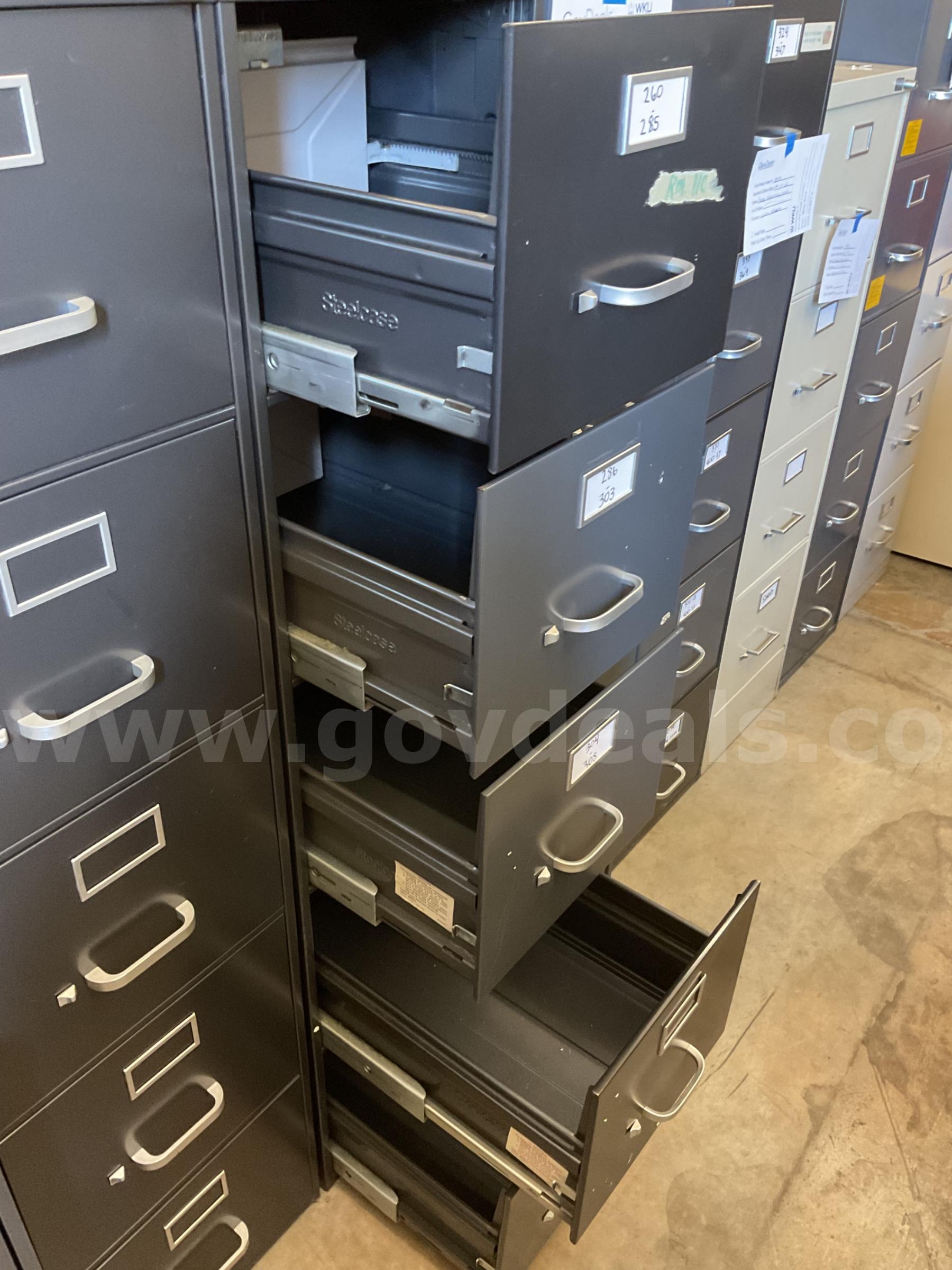 Dark grey 5 drawer filing cabinet   Government Surplus Auction - Photo #2