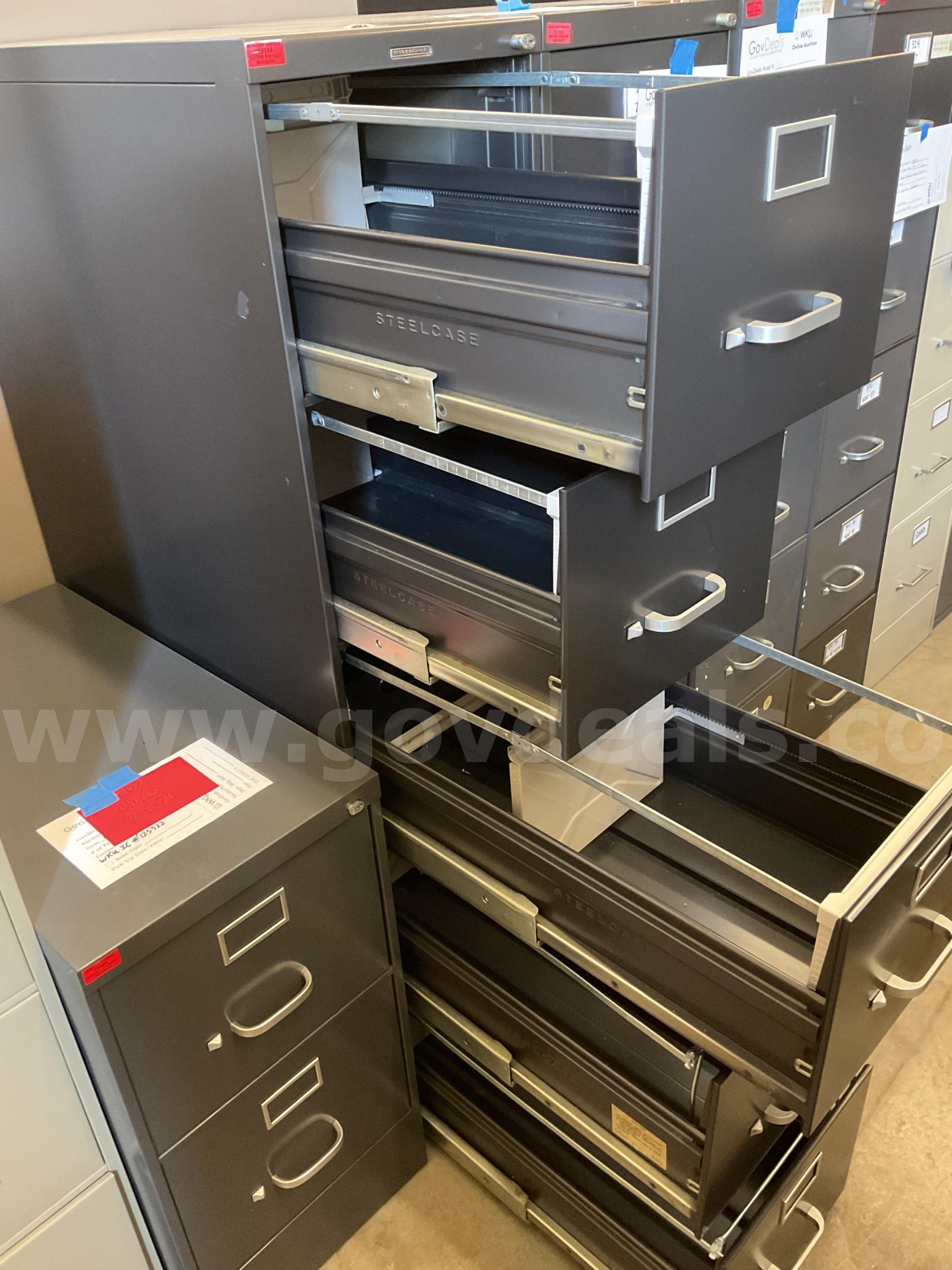 Dark grey 5 drawer filing cabinet Steelcase  Government Surplus Auction - Photo #2