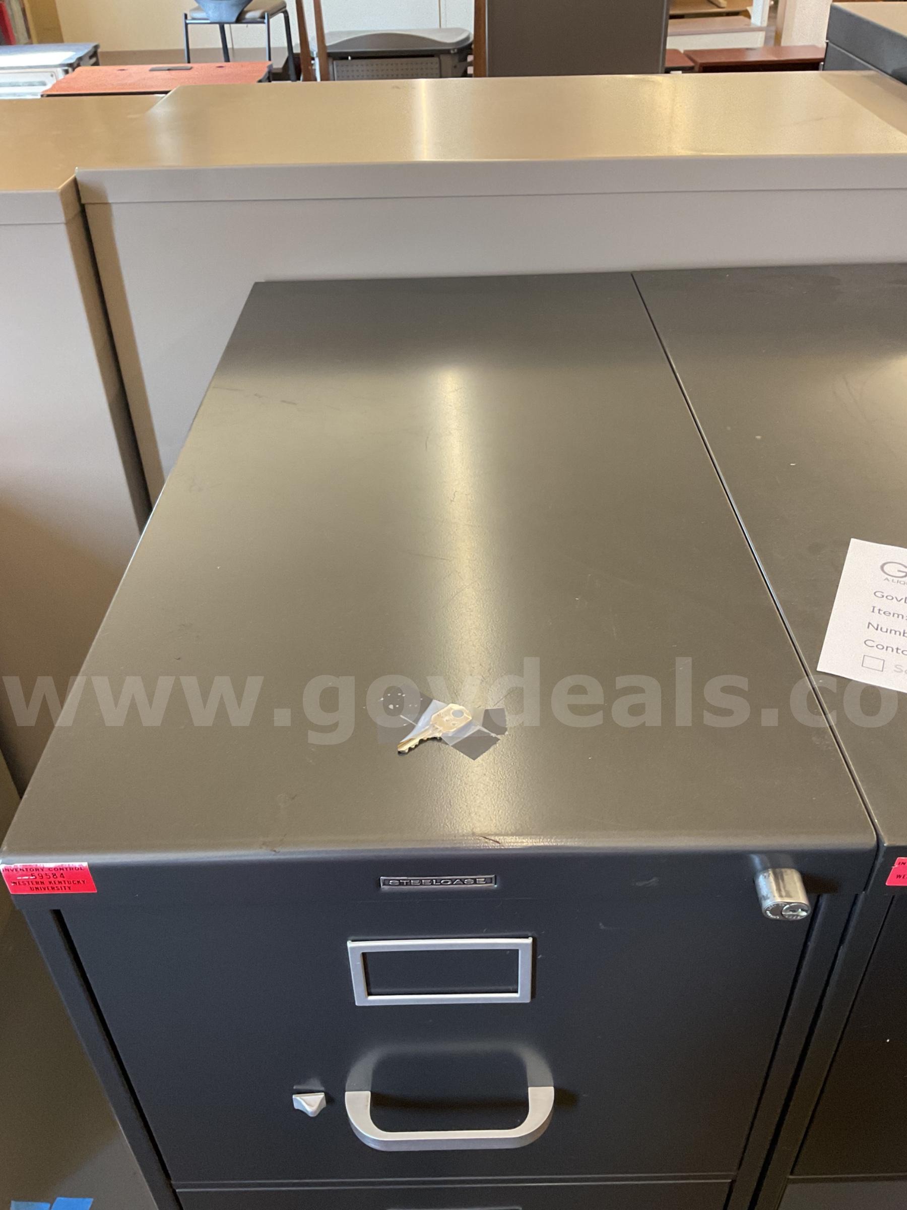 Dark grey 5 drawer filing cabinet Steelcase  Government Surplus Auction - Photo #3