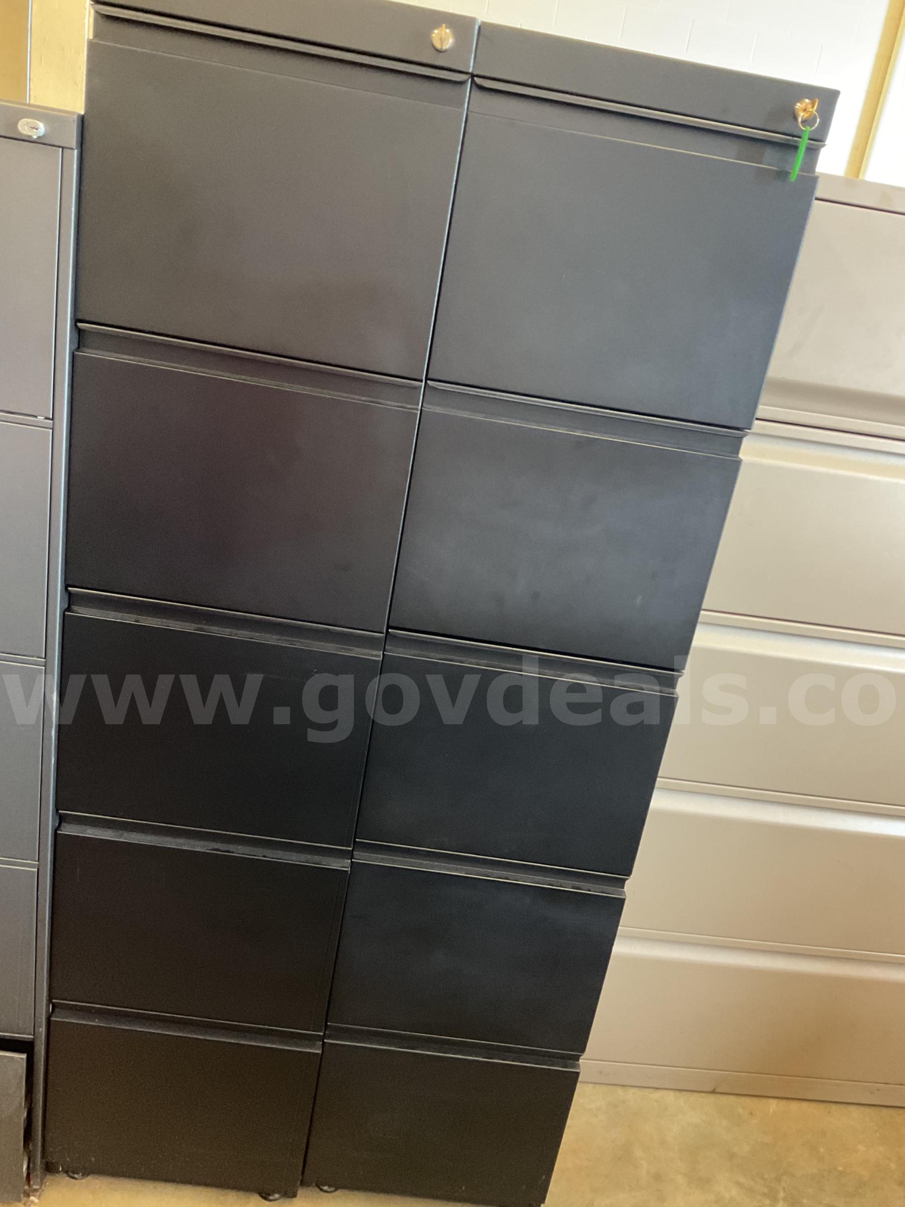 Lot of 2 Black 5 drawer cabinets   Government Surplus Auction - Primary Photo