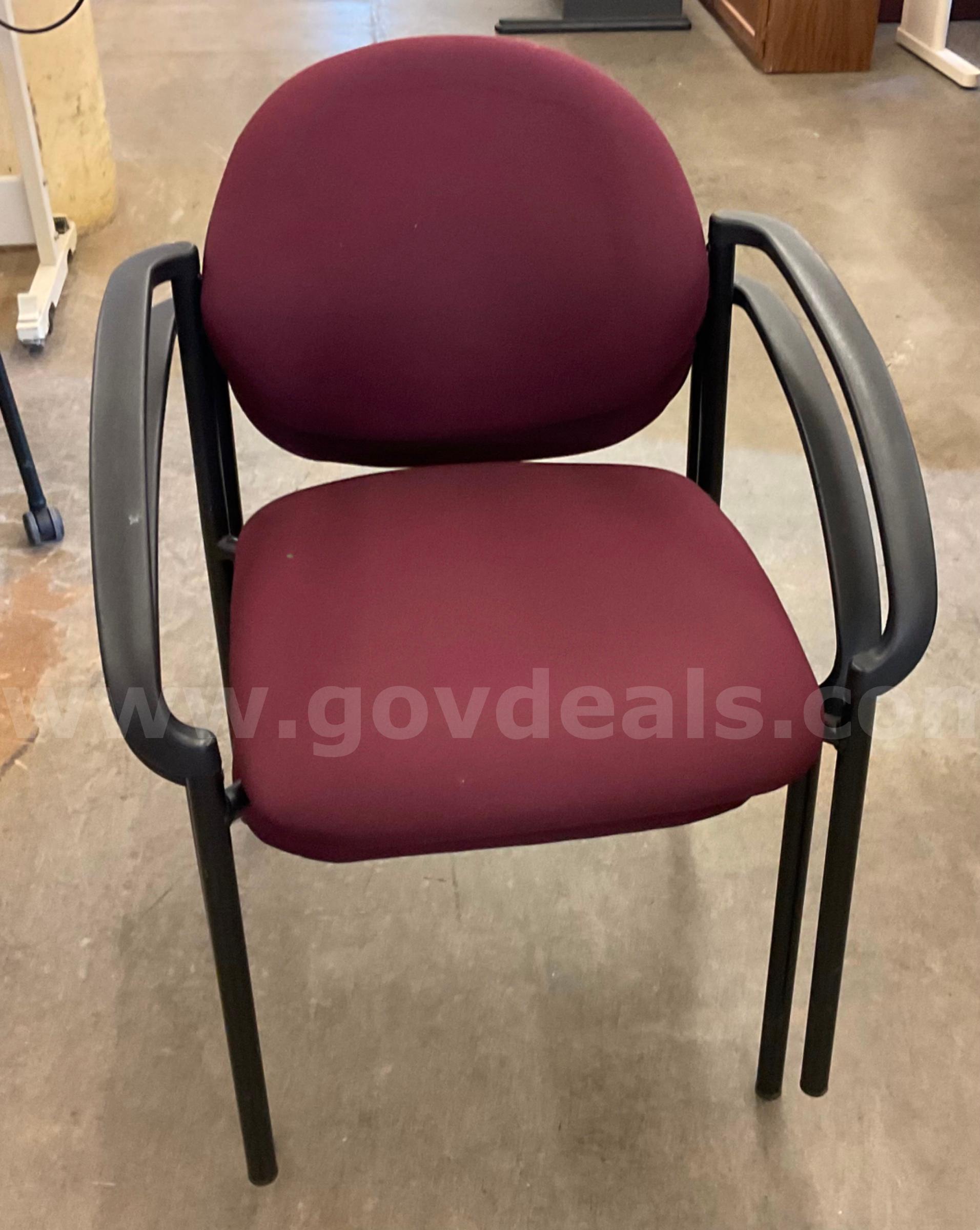 Lot of 2 Maroon Cushioned Chairs   Government Surplus Auction - Primary Photo