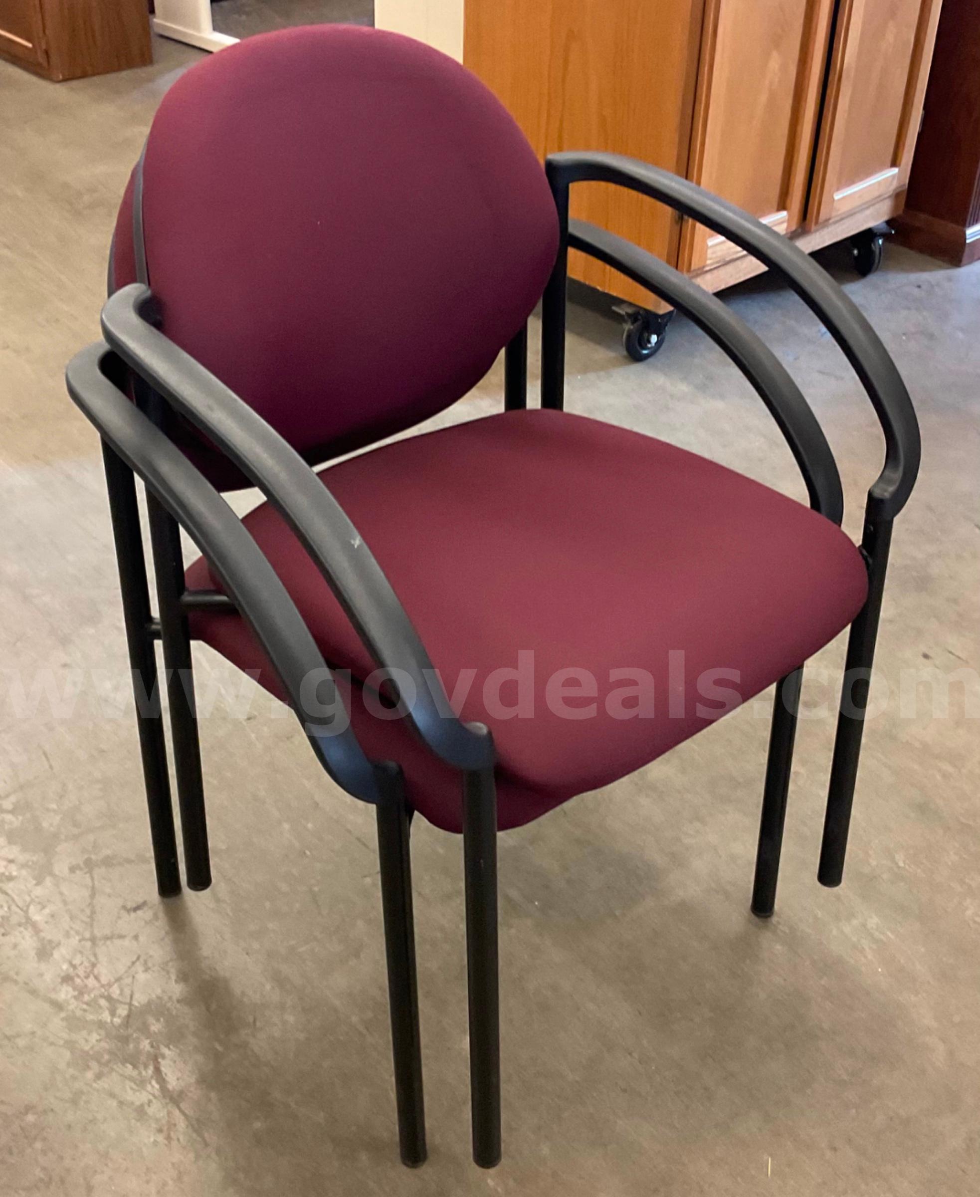 Lot of 2 Maroon Cushioned Chairs   Government Surplus Auction - Photo #2