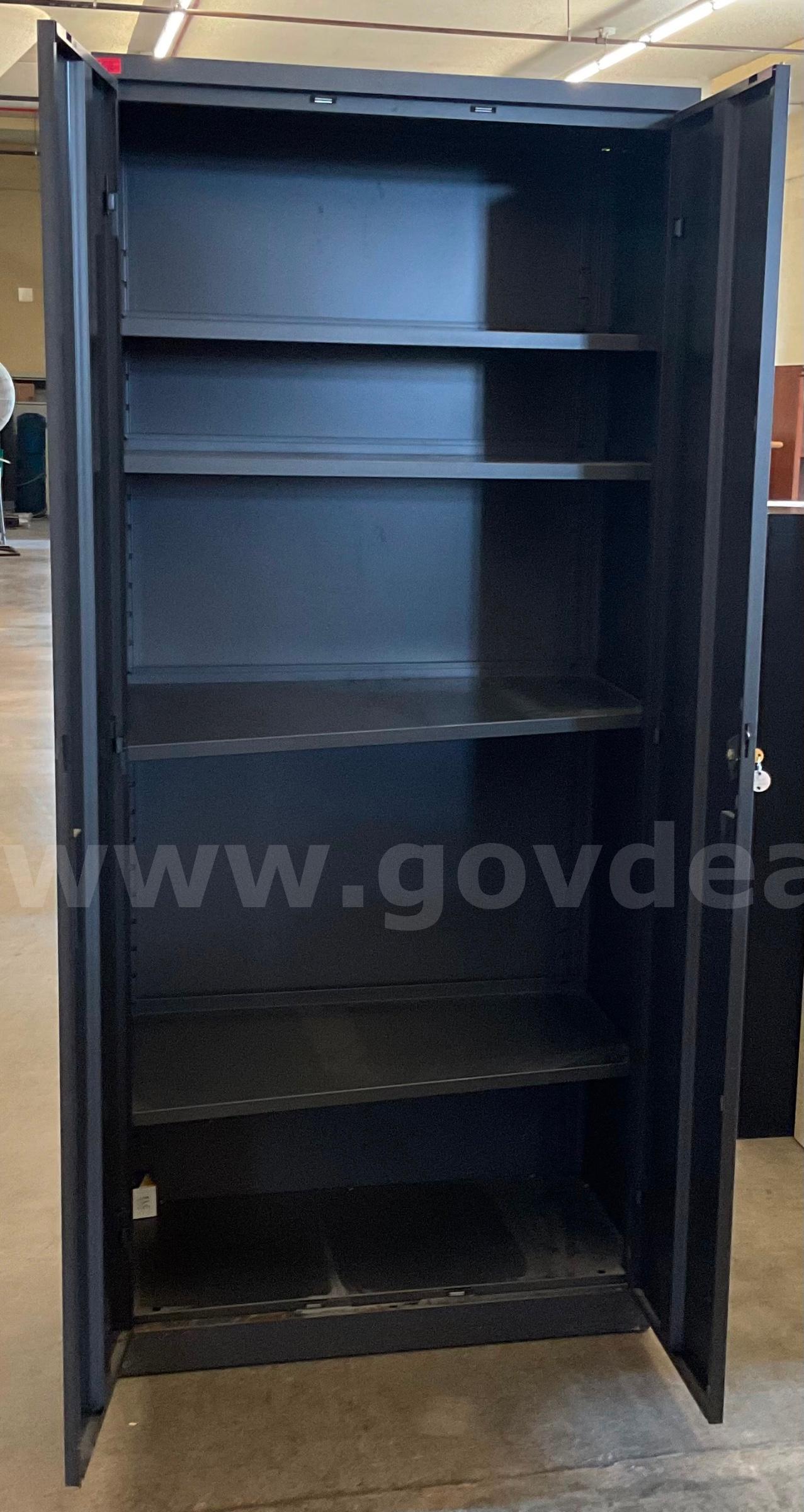 Tall Grey Shelving Cabinet With Key   Government Surplus Auction - Photo #3