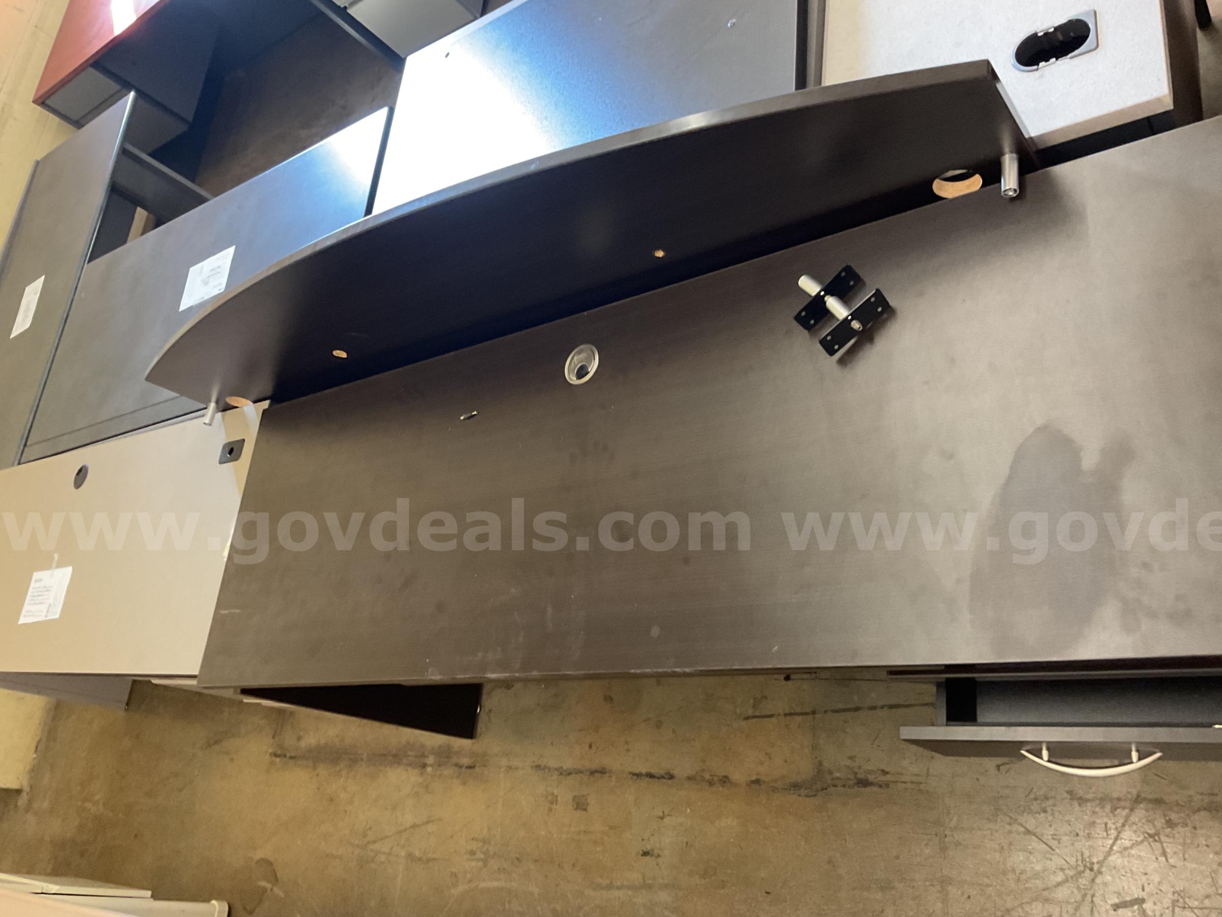 Dark wood office desk   Government Surplus Auction - Primary Photo