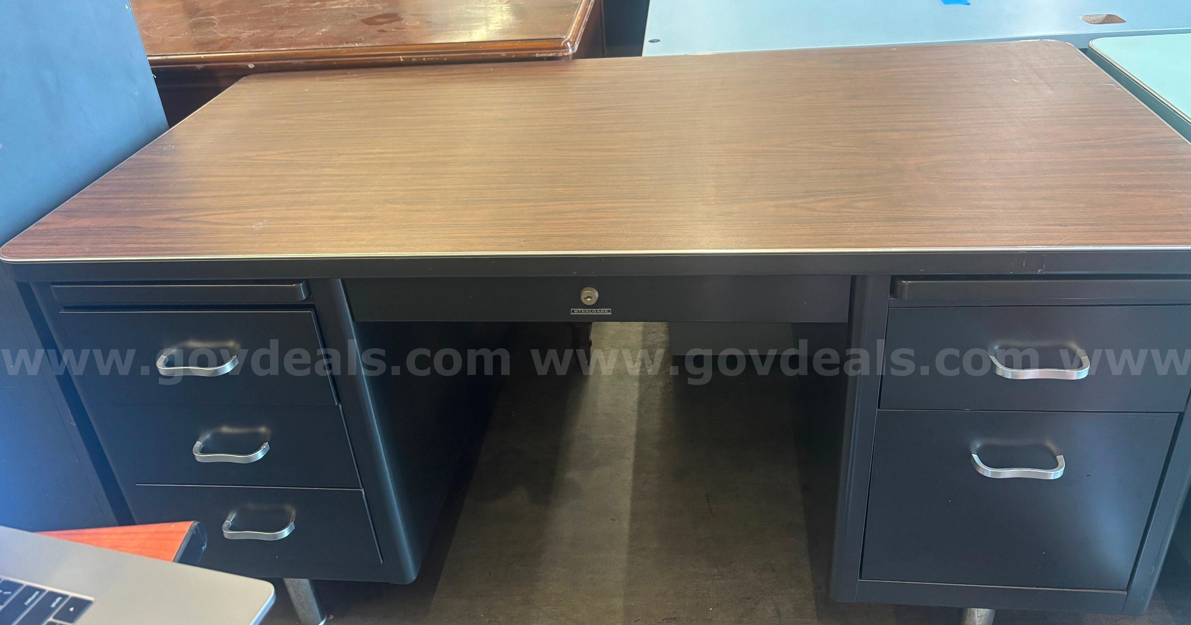 Gray Wood top Desk   Government Surplus Auction - Primary Photo