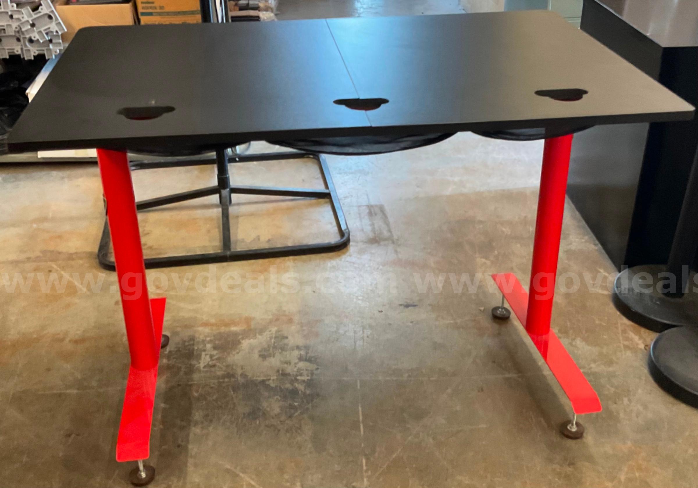 Black and Red Rolling Table   Government Surplus Auction - Primary Photo