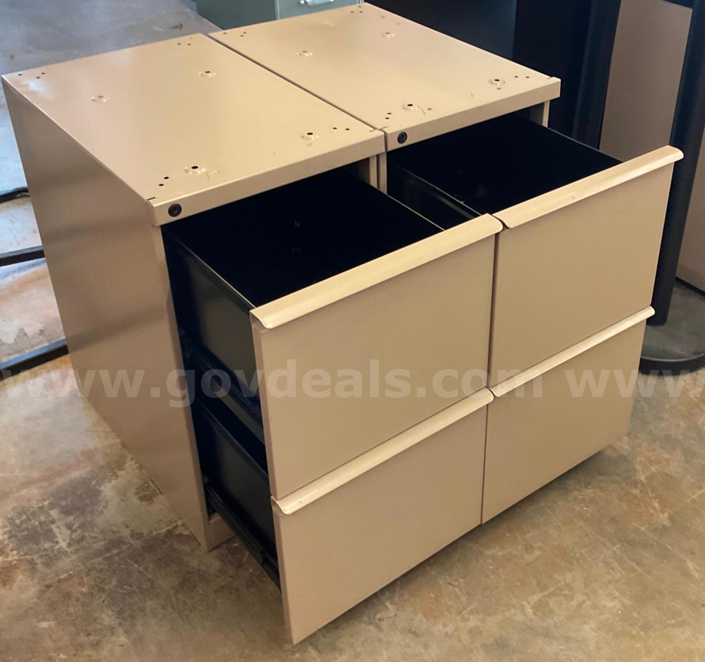 Lot of 2 Tan Filing Cabinets   Government Surplus Auction - Photo #2