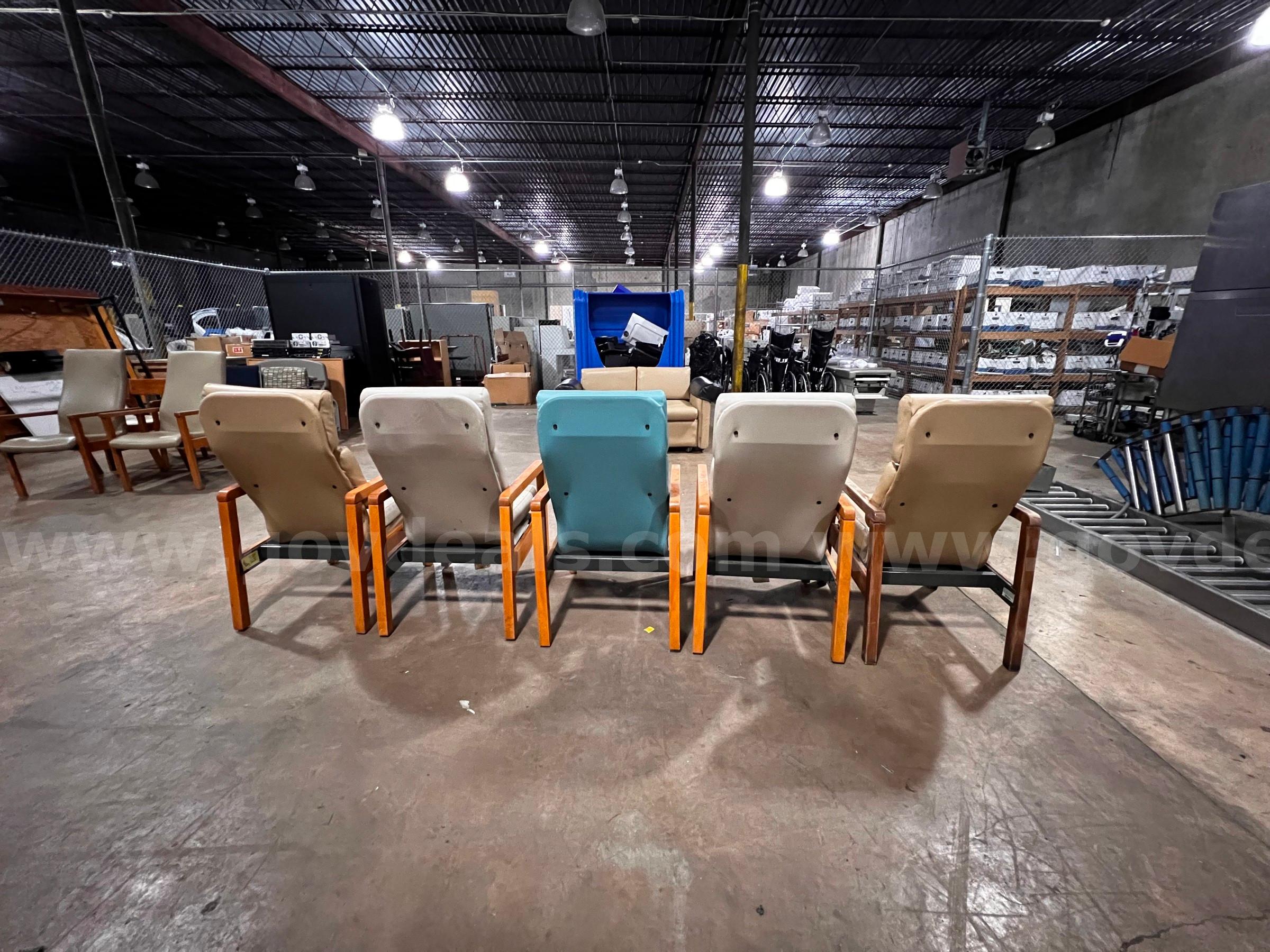 Lot of 5 tall backed wooden framed waiting room chairs   Government Surplus Auction - Photo #2