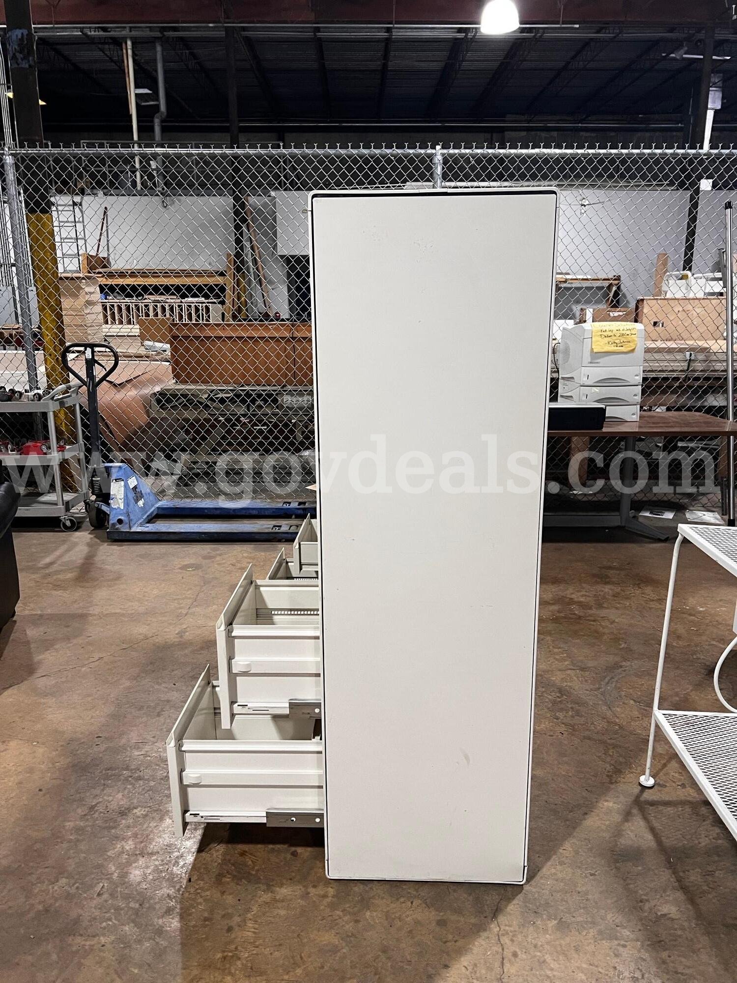 White Metal Desk with Overhead Cabinets   Government Surplus Auction - Photo #3