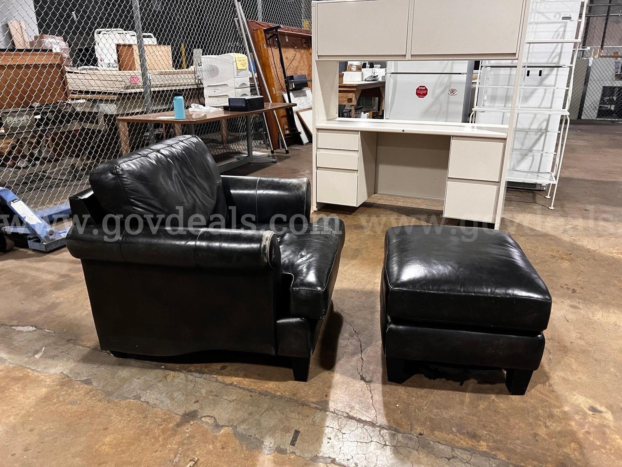 Black Leather Chair with Matching Footrest   Government Surplus Auction - Photo #2