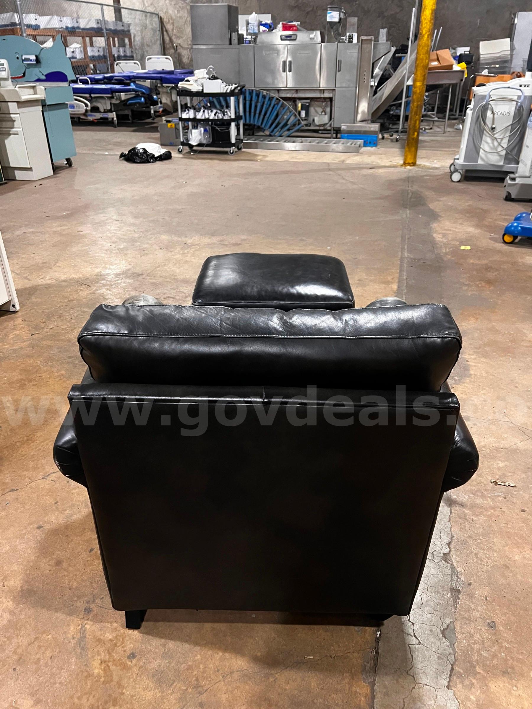 Black Leather Chair with Matching Footrest   Government Surplus Auction - Photo #4