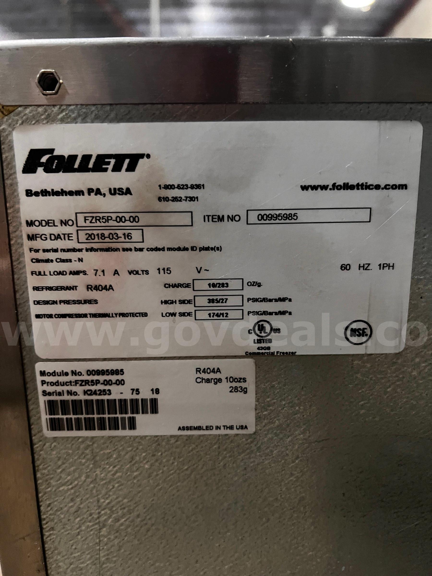 Follett Fridge Mod#FZR5P-00-00   Government Surplus Auction - Photo #6