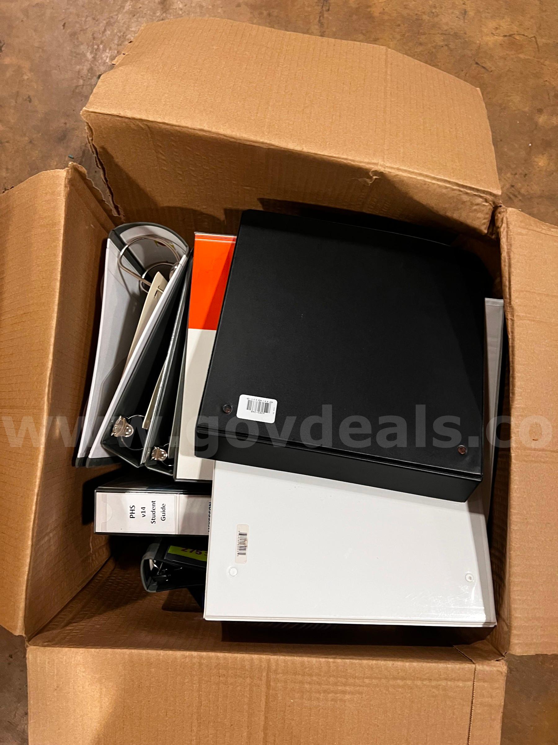 Lot of 2 boxes of office supplies (3-ring Binders and folder stands)   Government Surplus Auction - Photo #2
