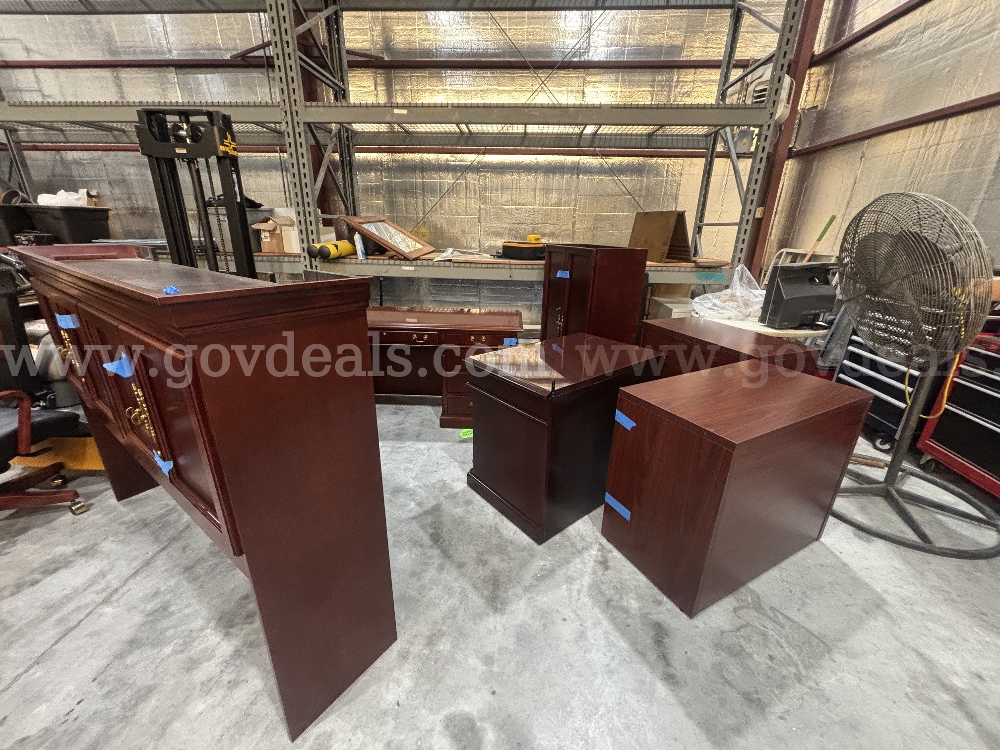 OFS Executive Cherry Office Furniture Suite   Government Surplus Auction - Primary Photo