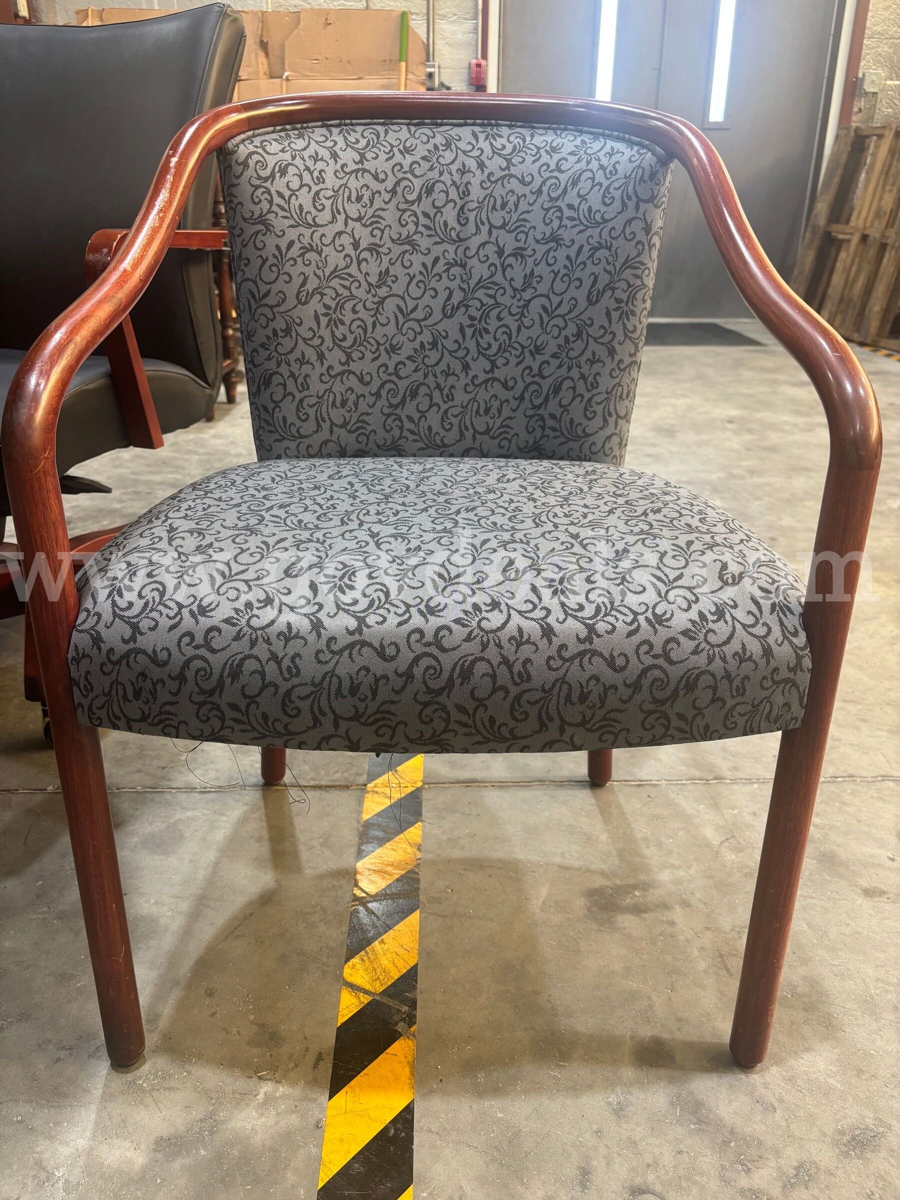 Round Cherry Office Table with Upholstered Armchair   Government Surplus Auction - Photo #5