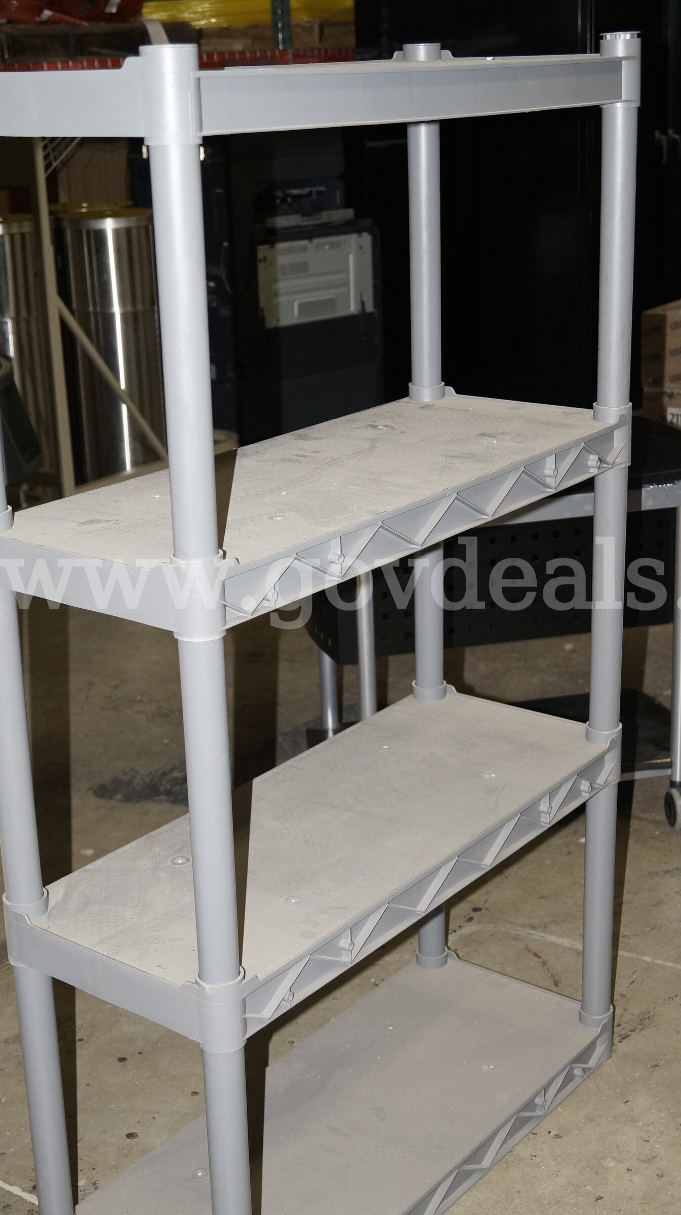 4 Plastic shelving units, 2 rolling files and mail sorter   Government Surplus Auction - Photo #2