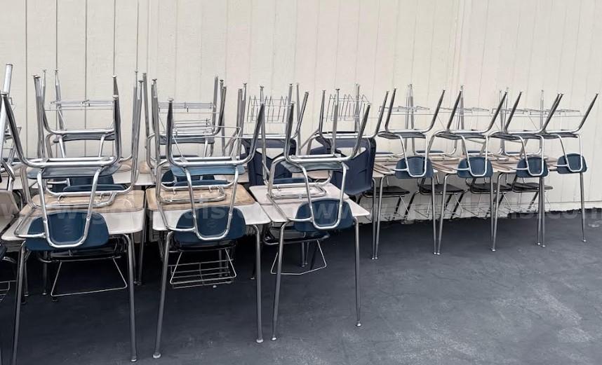 49 High School Student Desks with Attached Seats   Government Surplus Auction - Primary Photo