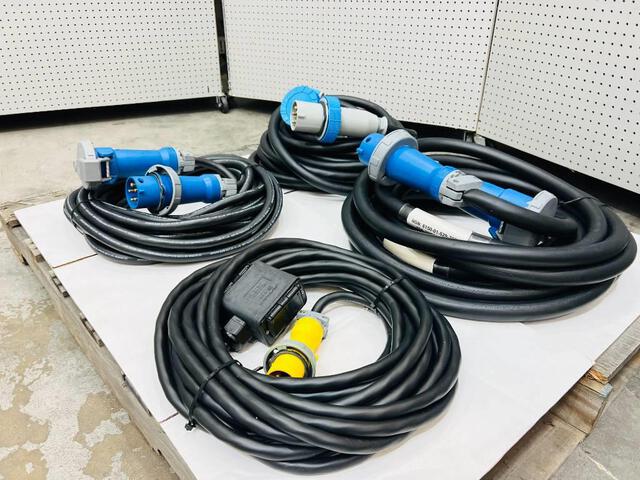 Quantity of (4) LEX 50 ft Electrical Distribution Power Cords w/ Quad Boxes (Unused)