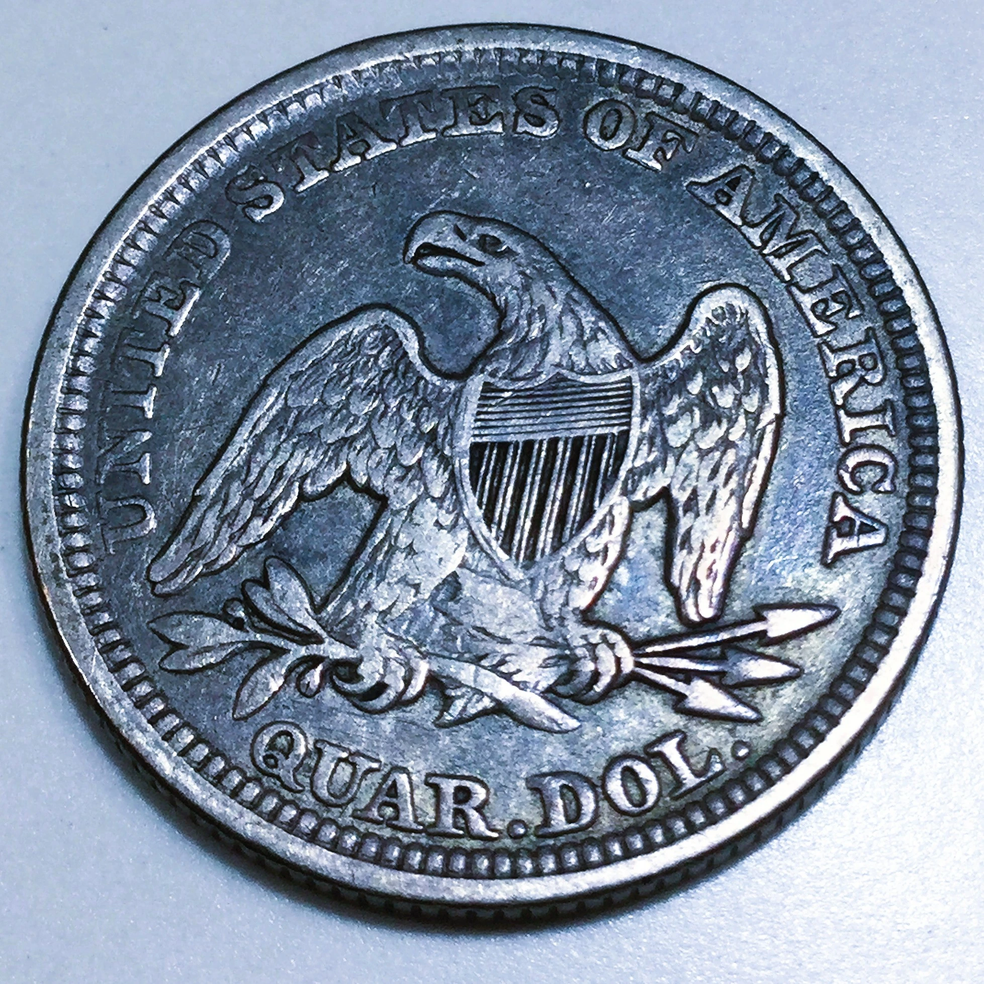 1857 Seated Liberty Quarter Beautiful High Grade Coin Rare Date  1857 Government Surplus Auction - Photo #2