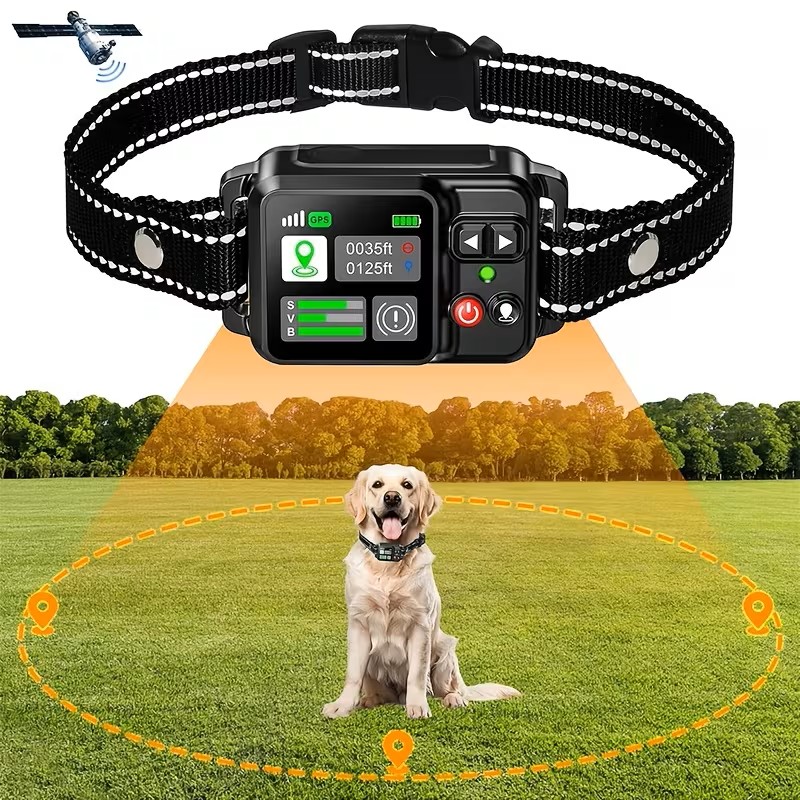 GPS Wireless Dog Collar Fence System, Adjustable 49-6561Ft Invisible Electric Fence, 3 Training Modes Beep/Vibration/Shock, Rechargeable Pet Containment for Small, Medium, Large Dogs, Outdoor Yard Training & Escape Prevention (Black)