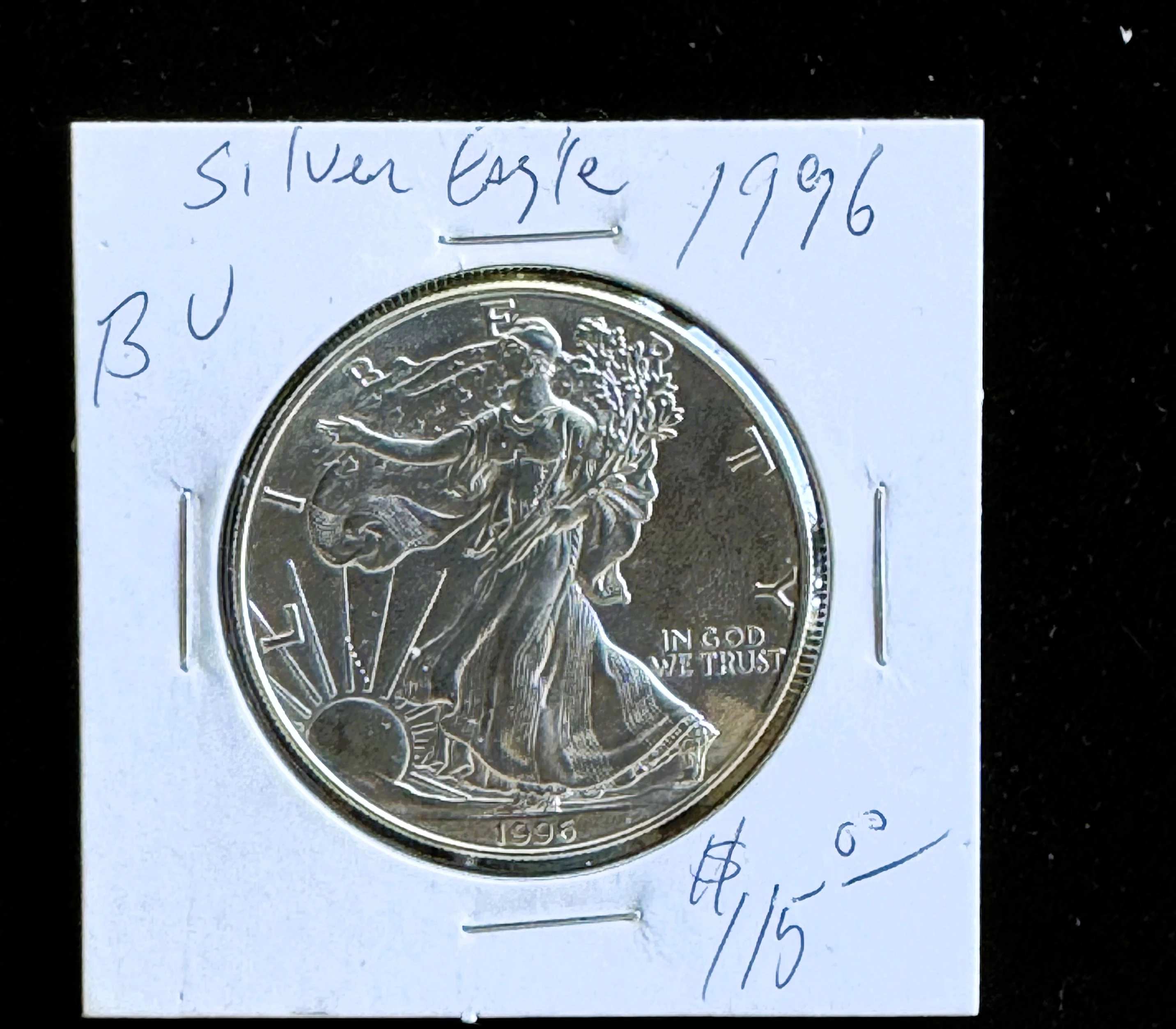1996 .999 1oz FINE SILVER AMERICAN EAGLE $1 DOLLAR, BU GEM COIN