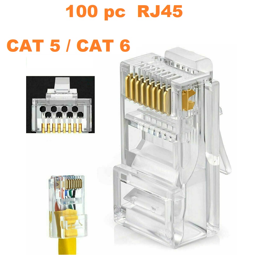 100 PC CAT5 CAT5E Network Connector Plugs